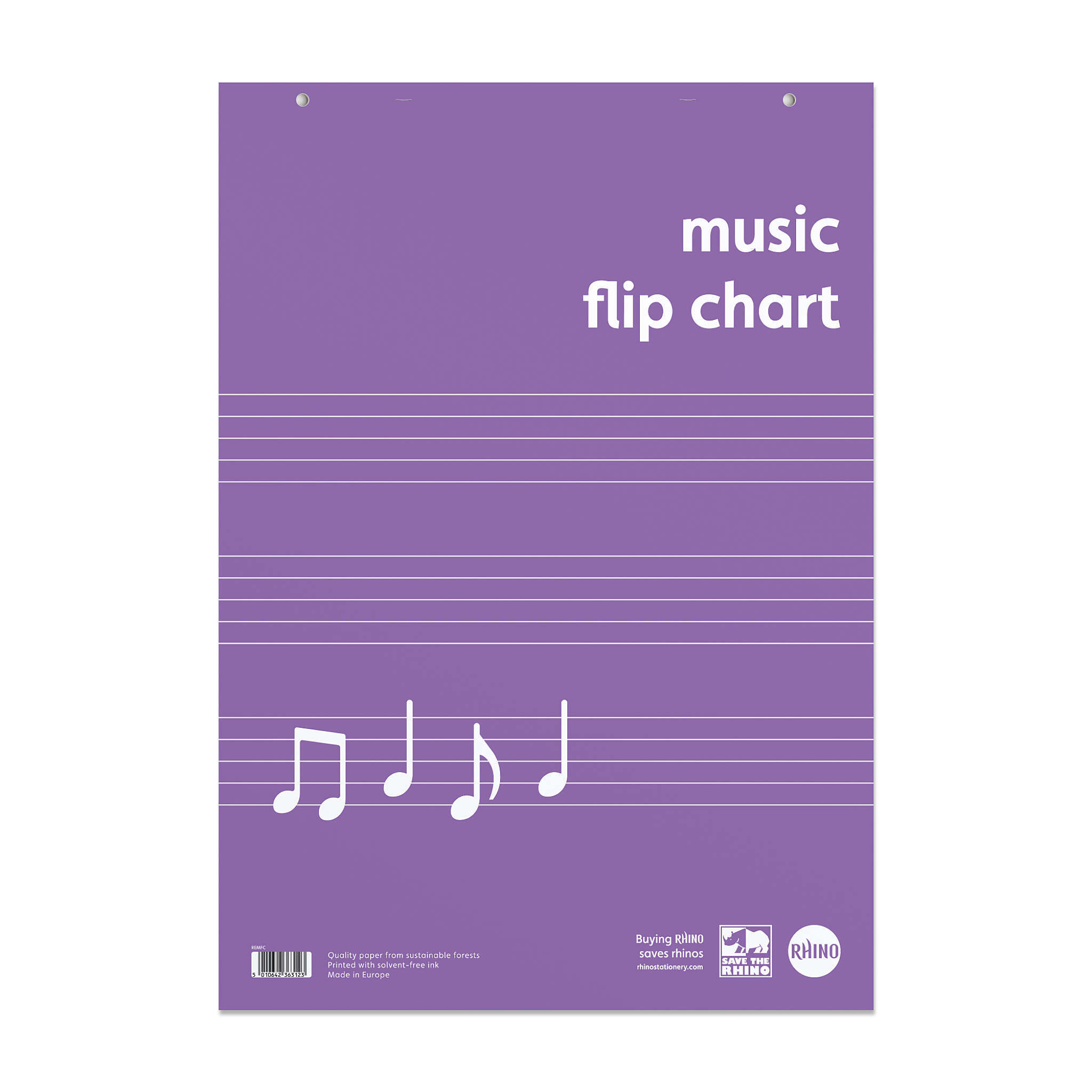 RHINO A1 Music Flip Chart Pad - 5-Stave Music Ruling, Blank Alternate | 30-leaf/1pk