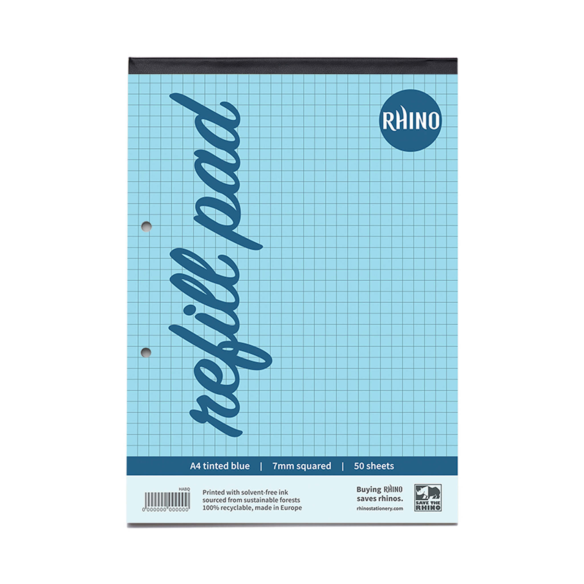 RHINO A4 Refill Pad - Blue Paper - 7mm Squared | 100pg/1pk