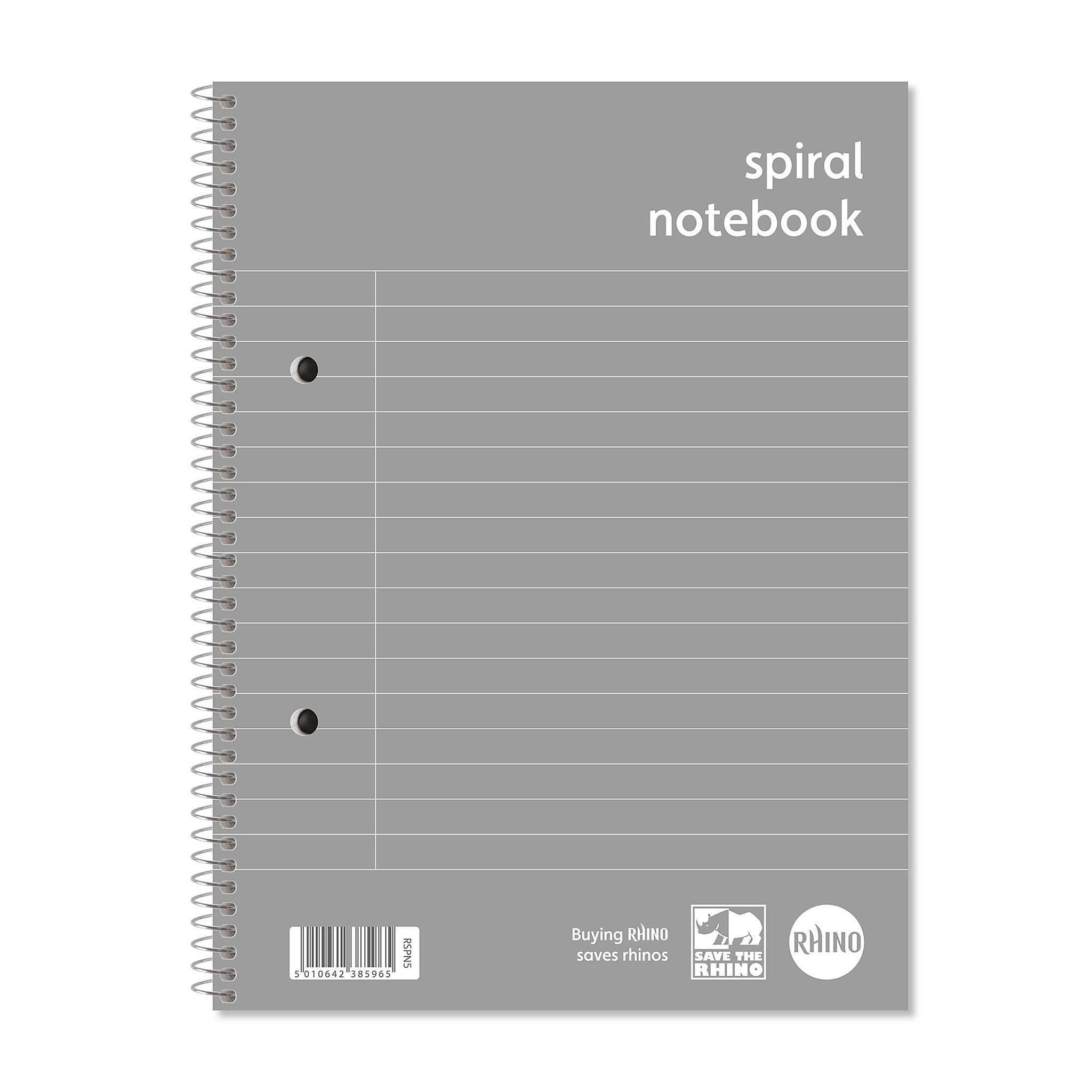 RHINO A5+ Spiral Notebook - 8mm Lined + Margin | 160pg/1pk