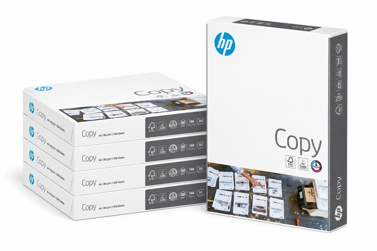 HP, A4, White Copy Paper, 80-gm / 5 Packs, 2,500 sheets