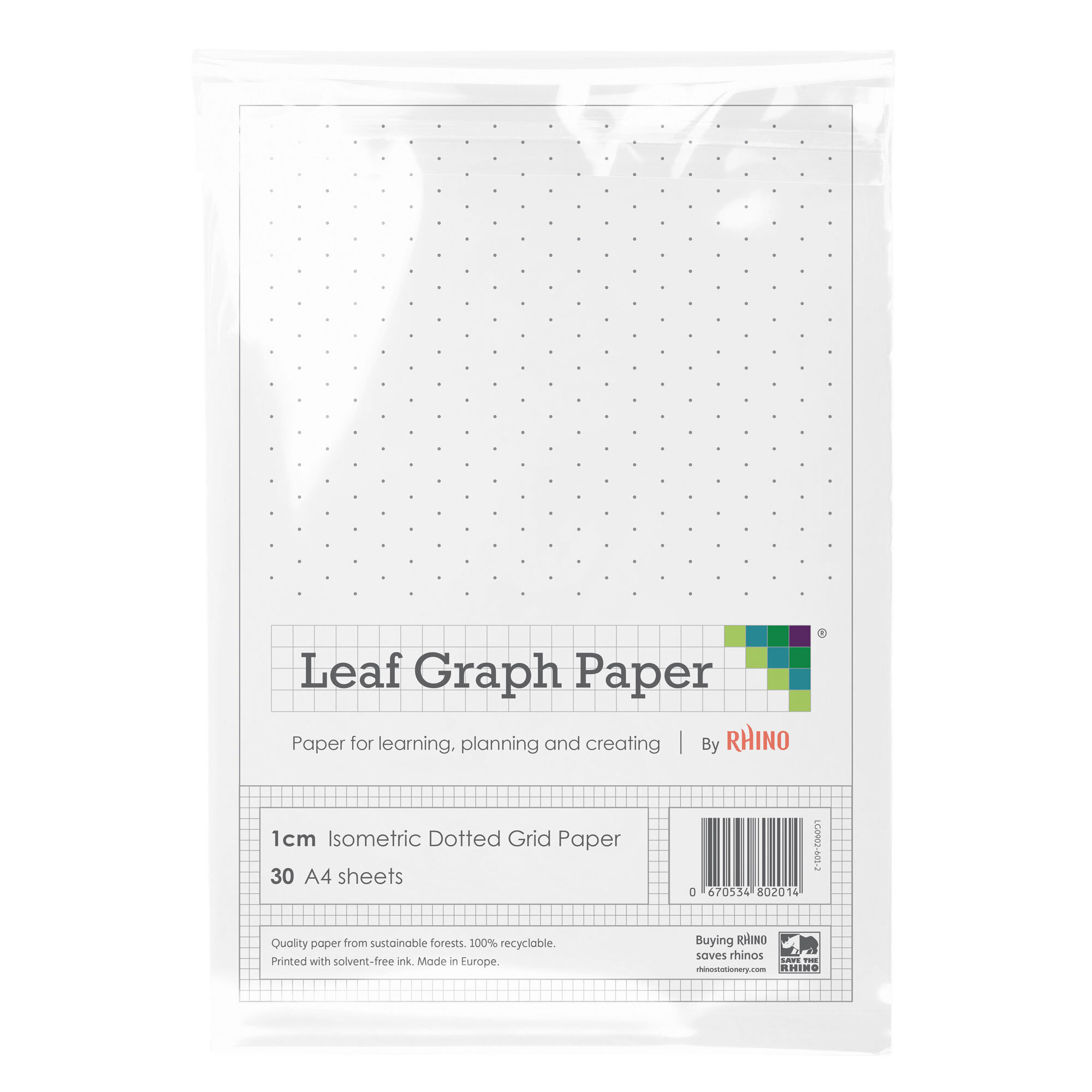 Leaf Graph Paper A4 Dotted Isometric Paper - 10mm Dotted Triangles | 30 Leaves