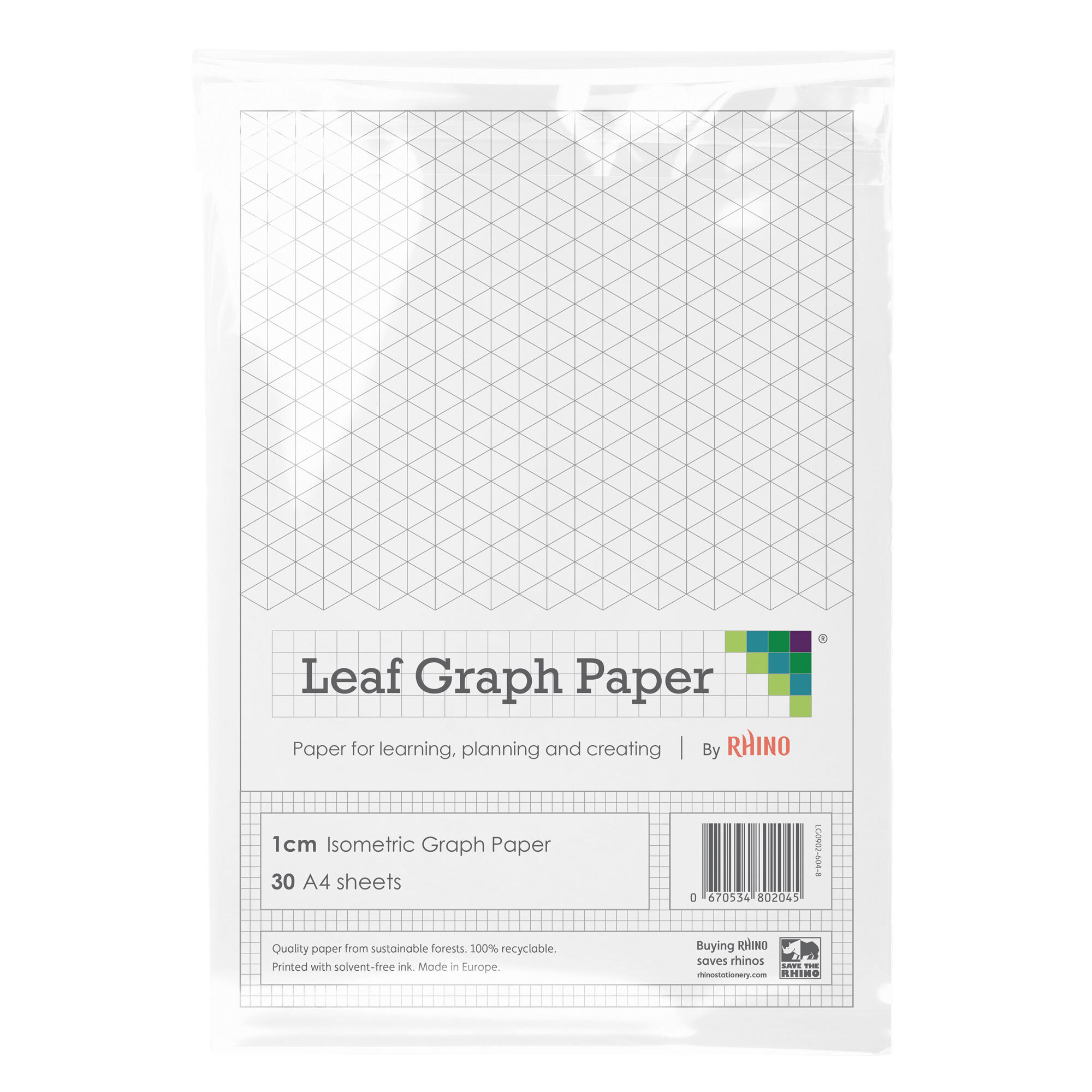 Leaf Graph Paper A4 Isometric Paper - 10mm Triangles | 30 Leaves