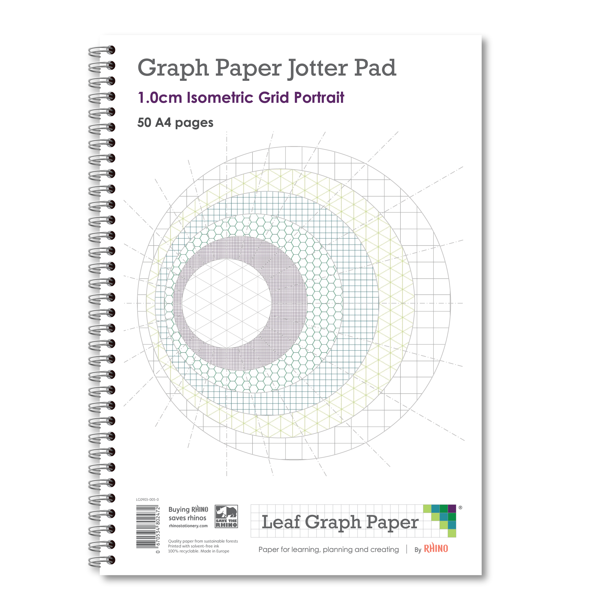 Leaf Graph Paper A4 Isometric Jotter Pad - 10mm Triangles | 50pg