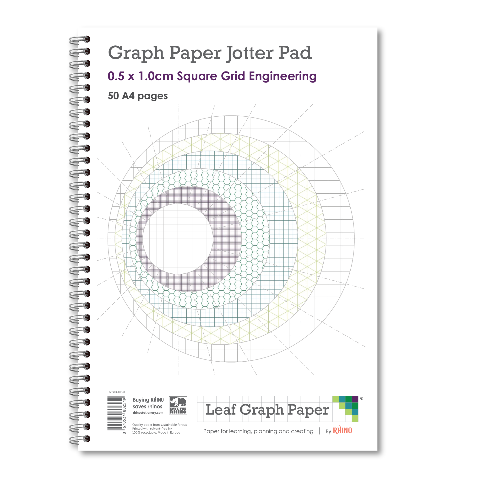 Leaf Graph Paper A4 Graph Paper Jotter Pad - 5mm Engineering | 50pg