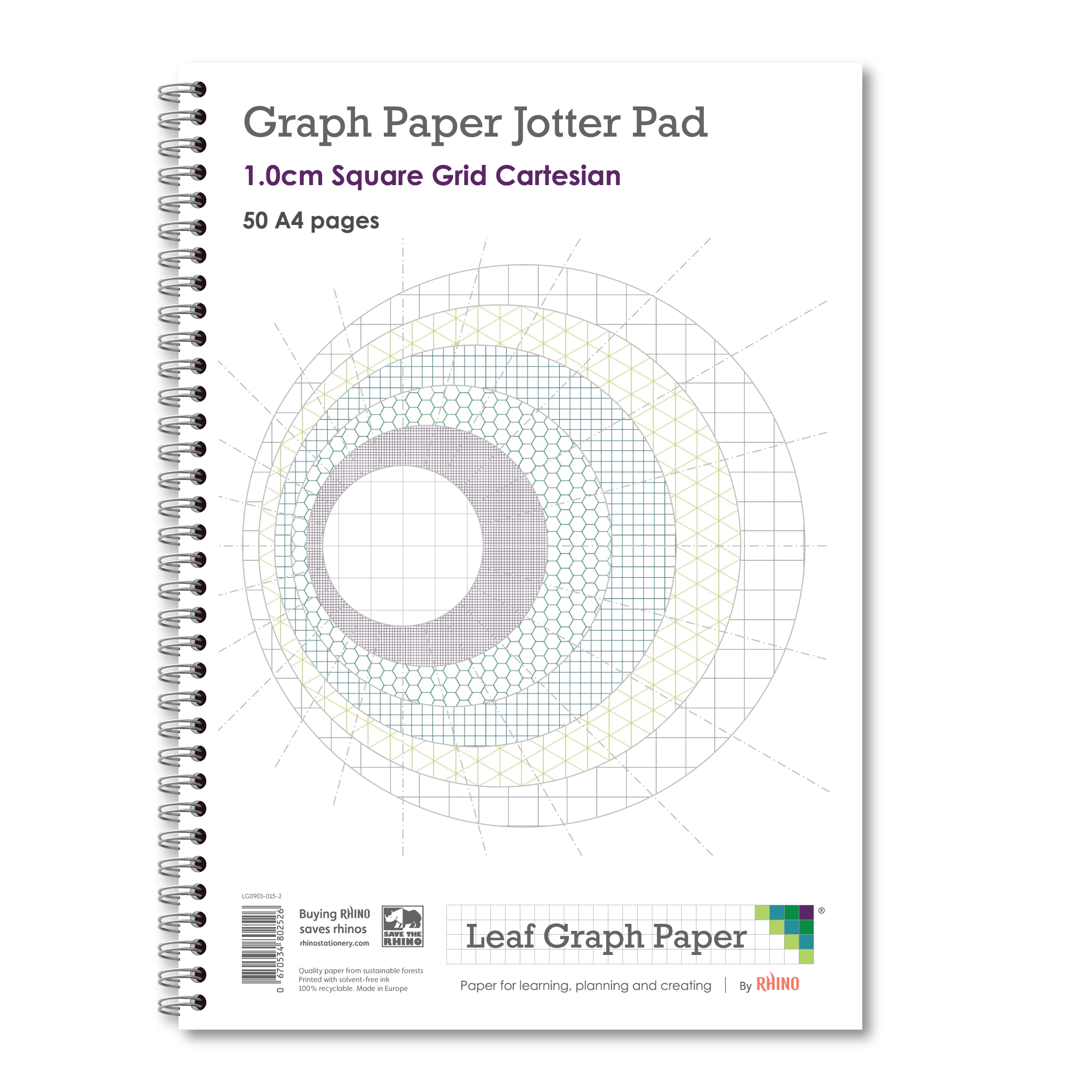 Leaf Graph Paper A4 Graph Paper Jotter Pad - 10mm Squared | 50pg