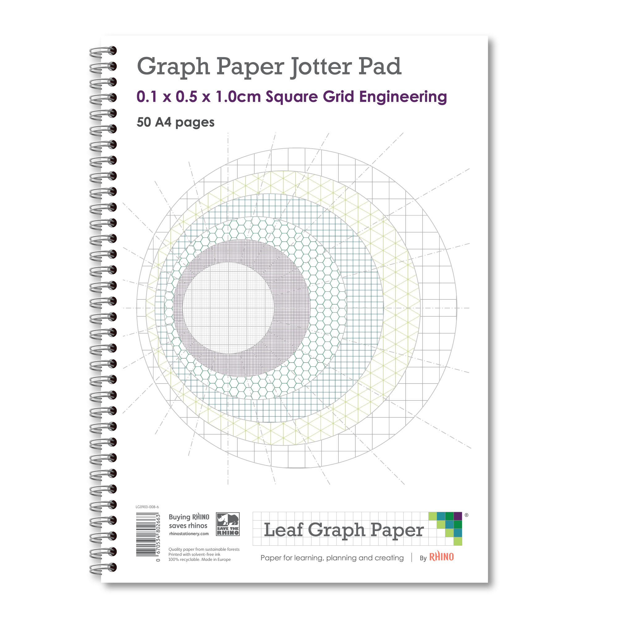 Leaf Graph Paper A4 Graph Paper Jotter Pad - 1mm Engineering | 50pg