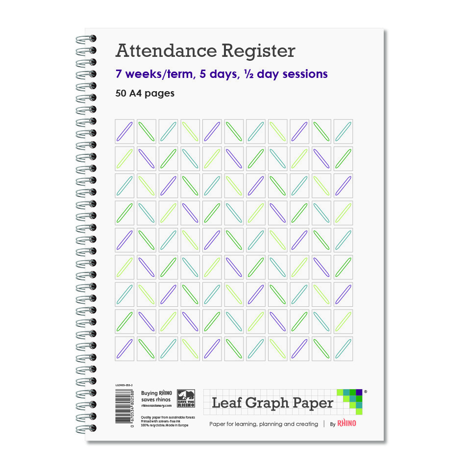 Leaf Graph Paper A4 Attendance Register | 50pg