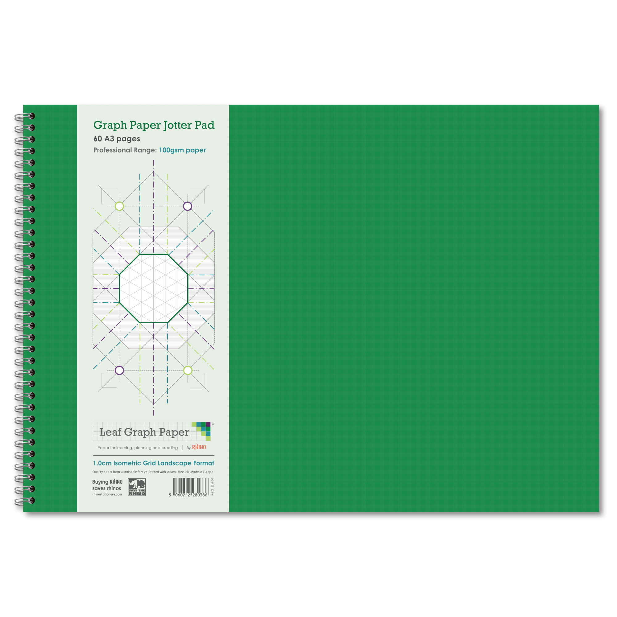 Leaf Graph Paper A3 Isometric Jotter Pad - 10mm Triangles | 60pg