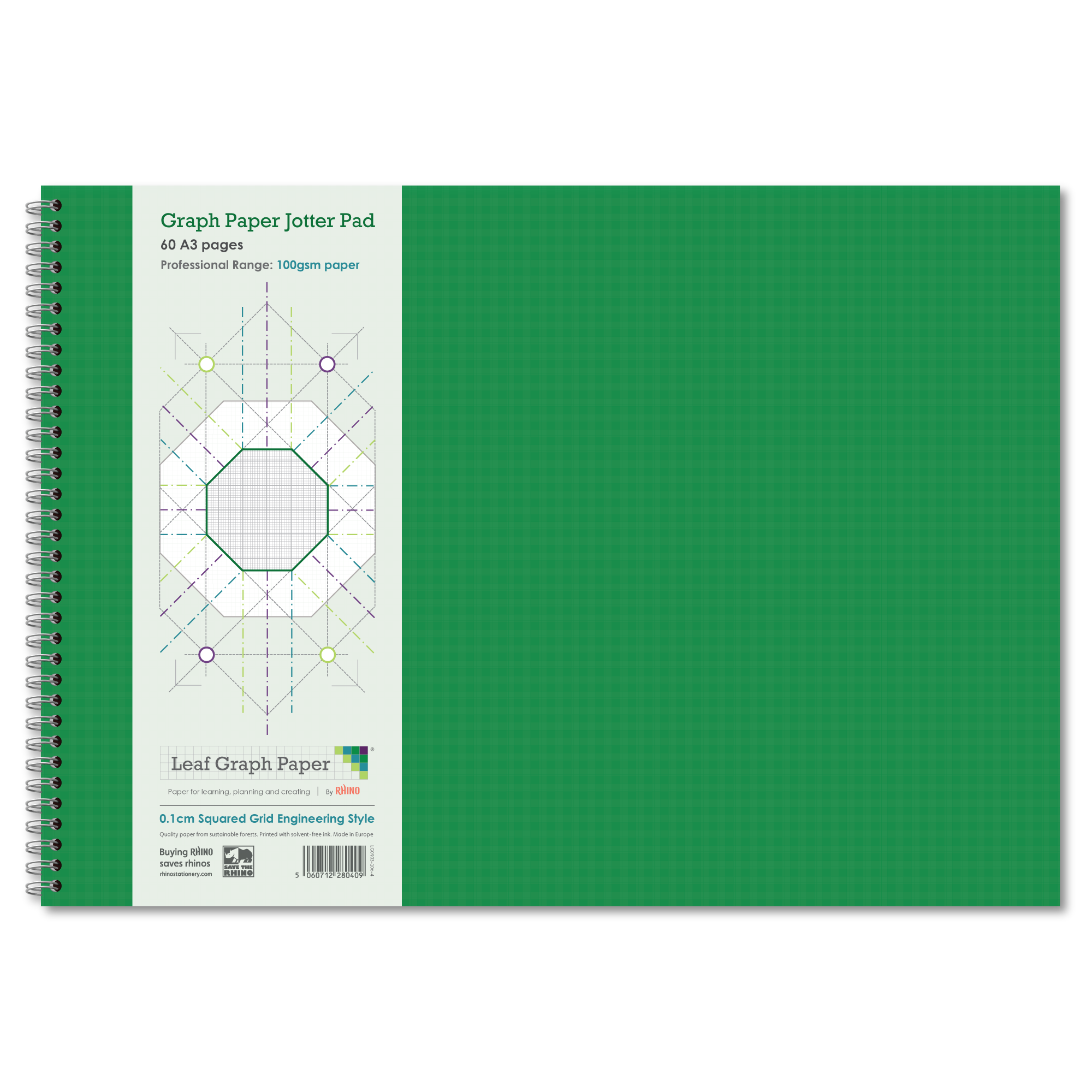 Leaf Graph Paper A3 Graph Paper Jotter Pad - 1mm Engineering | 60pg