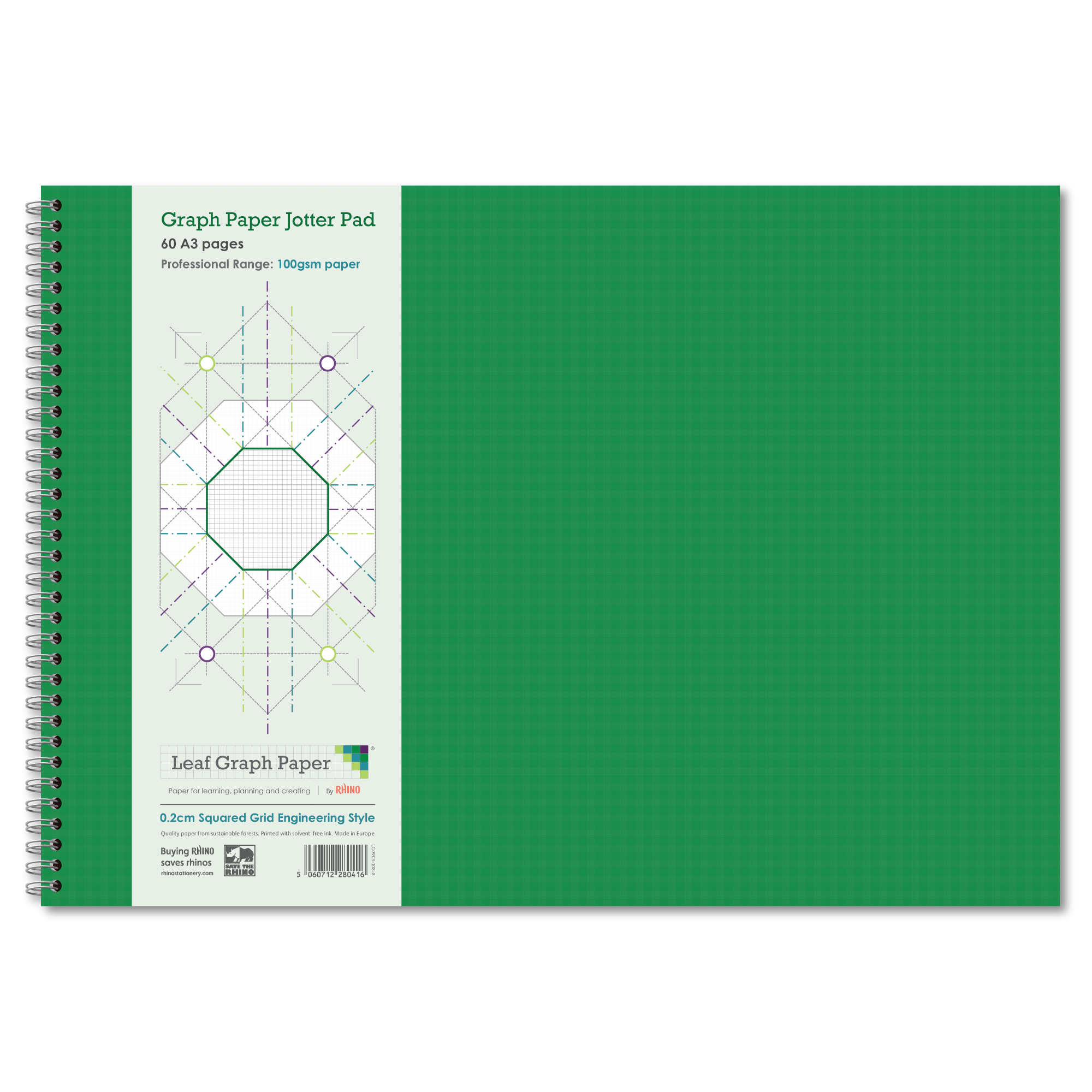 Leaf Graph Paper A3 Graph Paper Jotter Pad - 2mm Engineering | 60pg