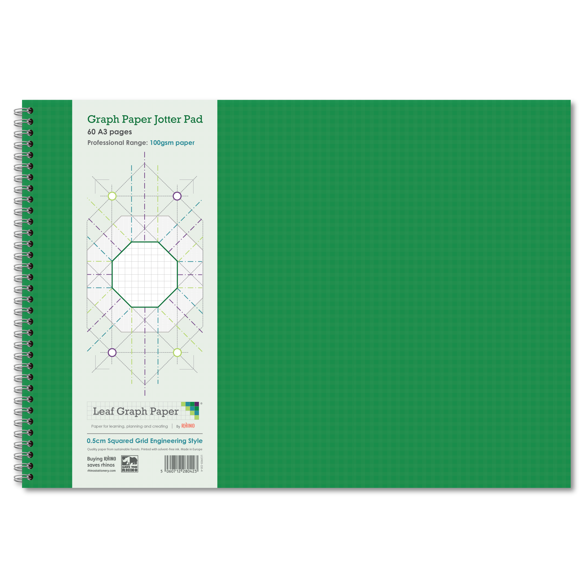 Leaf Graph Paper A3 Graph Paper Jotter Pad - 5mm Squared | 60pg