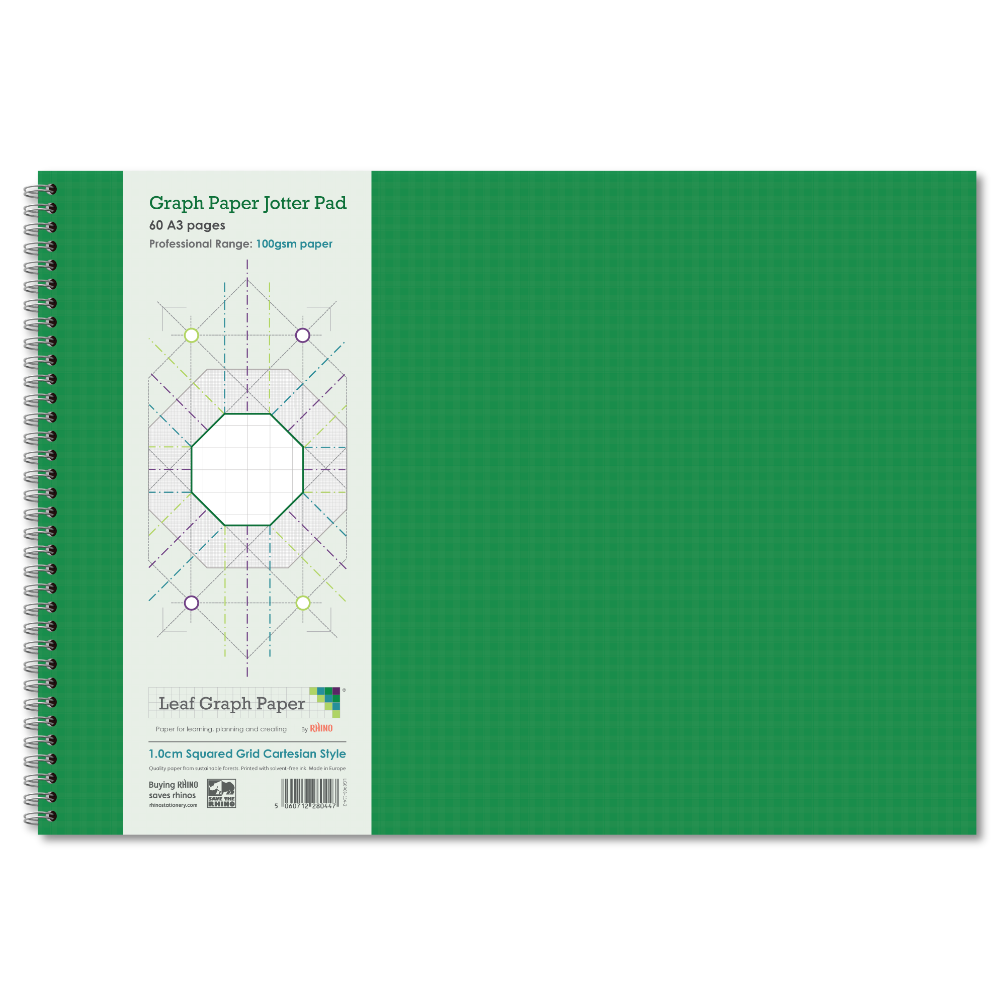 Leaf Graph Paper A3 Graph Paper Jotter Pad - 10mm Squared | 60pg