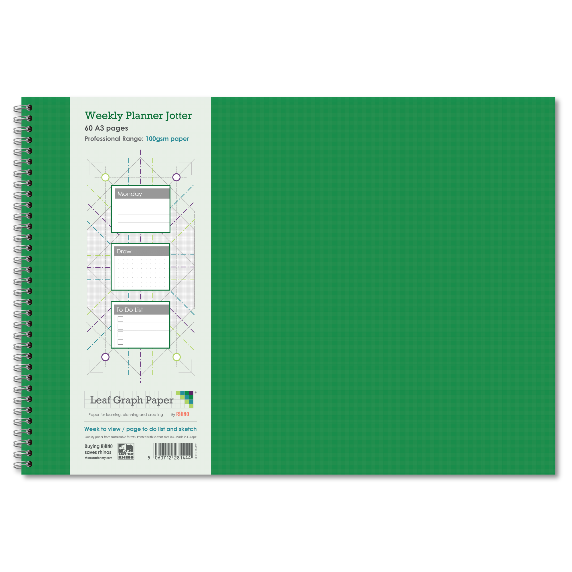 Leaf Graph Paper A3 Weekly Planner Jotter | 60pg