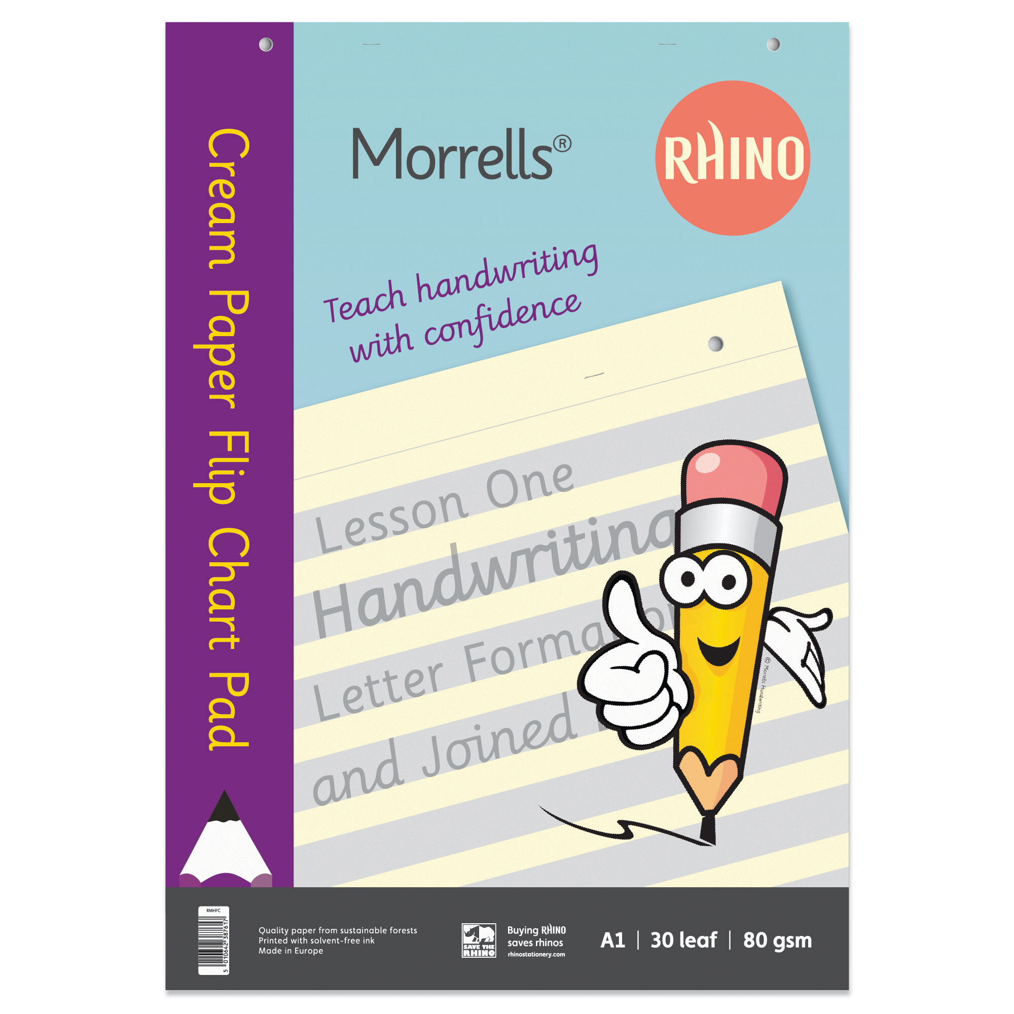 RHINO/Morrells Handwriting A1 Cream Flip Chart Pad | 30 Leaf/1pk
