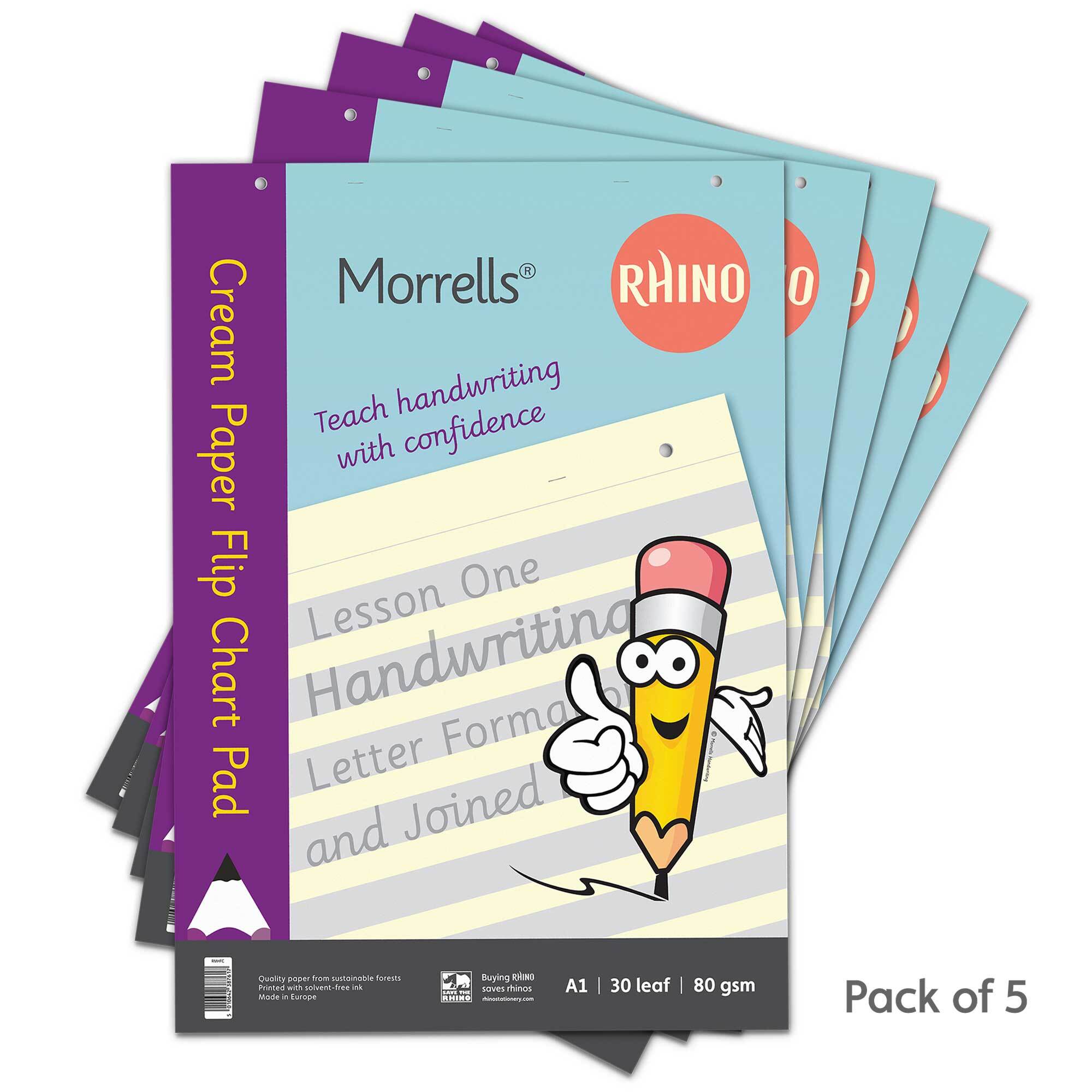 RHINO/Morrells Handwriting A1 Cream Flip Chart Pad | 30 Leaf/5pk