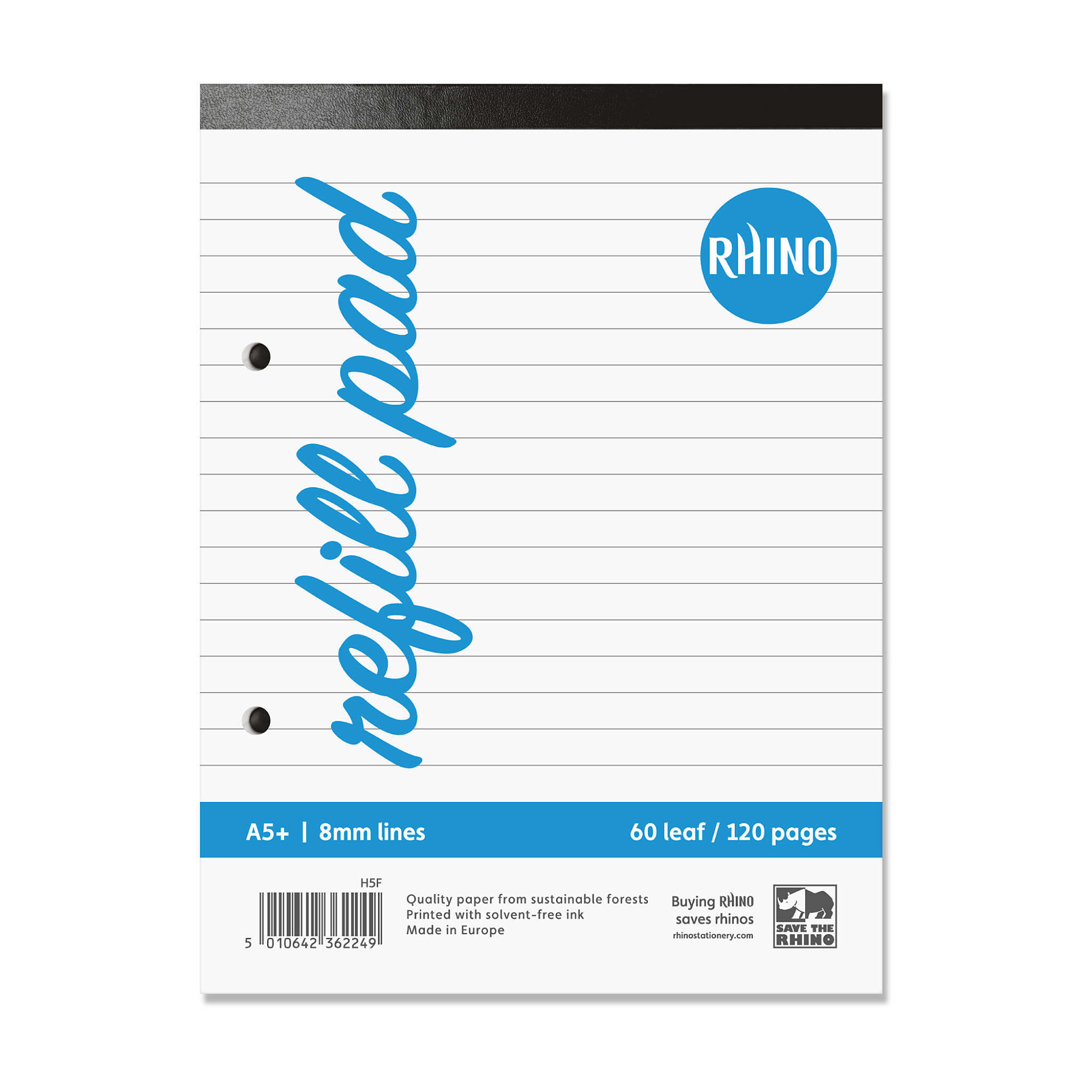 RHINO A5+ Refill Pad (8 x 6.5") - 8mm Lined | 120pg/1pk