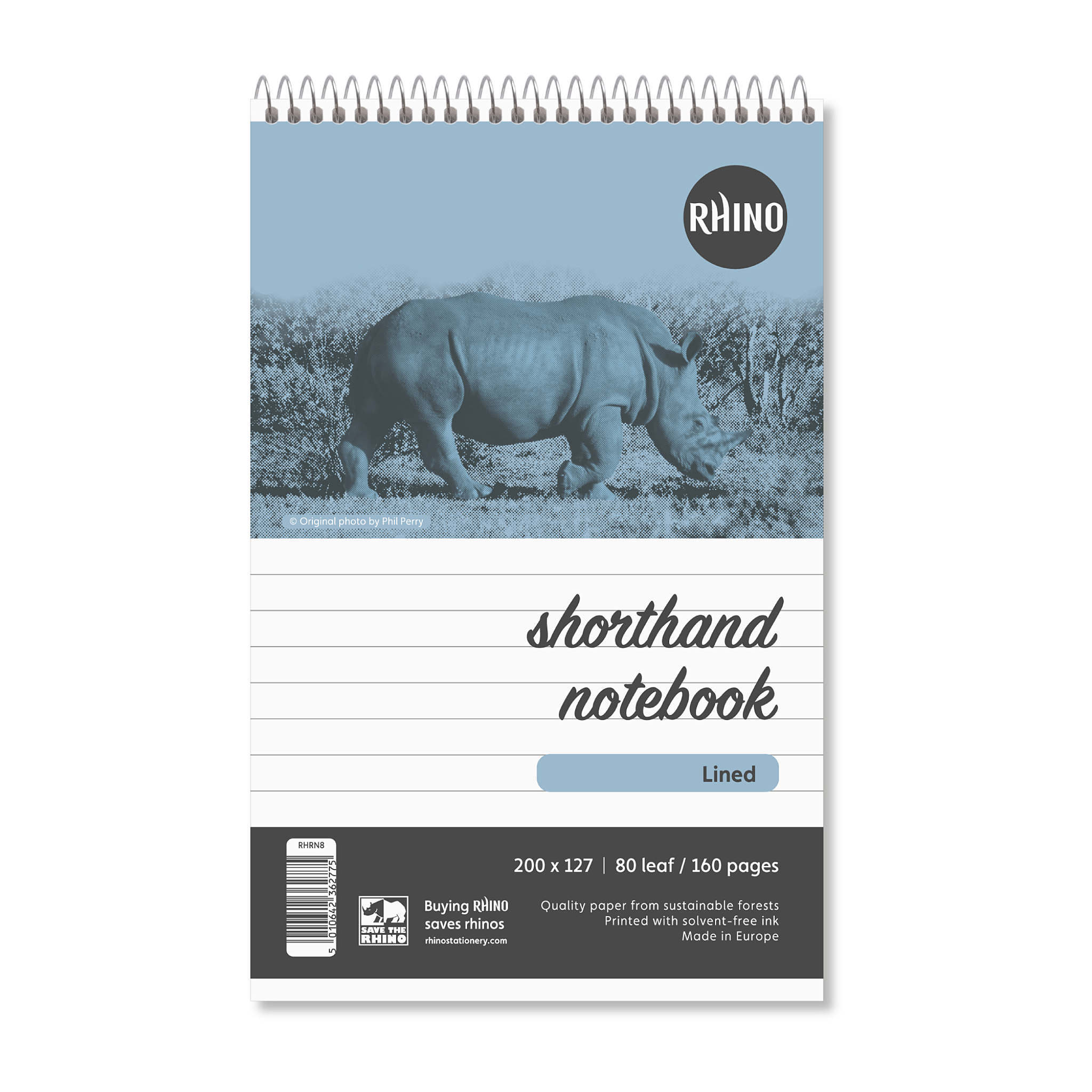 RHINO Shorthand Notepad - 8mm Lined | 160pg/1pk - Blue