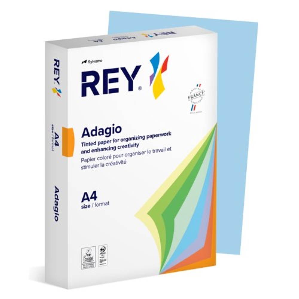 Rey Adagio Coloured Paper, Blue, A4, White Copy Paper, 80-gsm / 1 Pack
