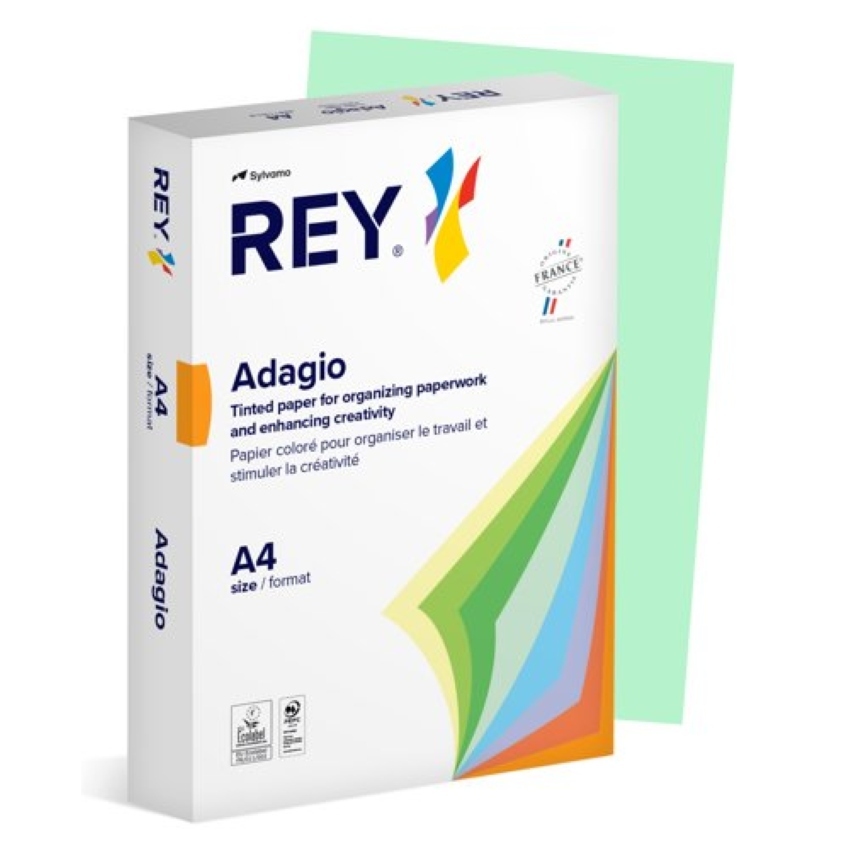 Rey Adagio Coloured Paper, Green, A4, White Copy Paper, 80-gsm / 1 Pack