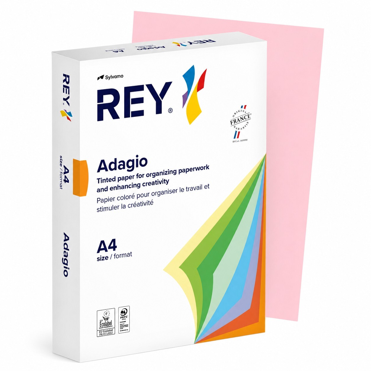 Rey Adagio Coloured Paper, Pink, A4, White Copy Paper, 80-gsm / 1 Pack