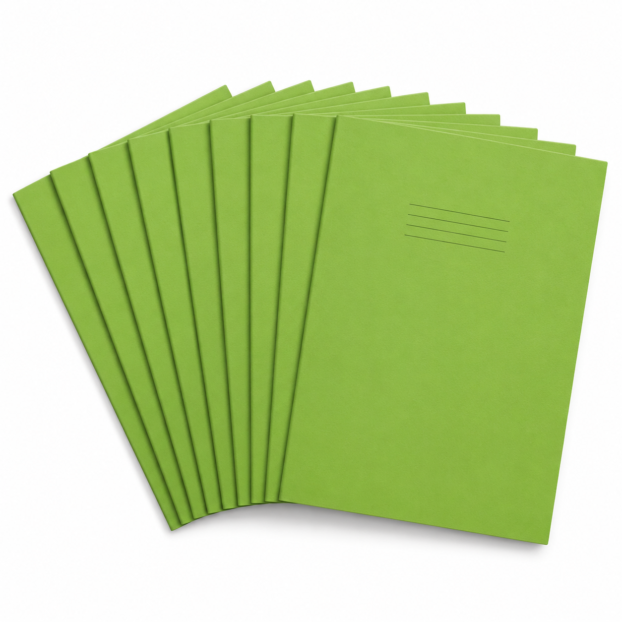 RHINO A4+ Oversized Exercise Book (13 x 9"), Light Green- 12mm Lined Left, Blank Page Right 10 Pack