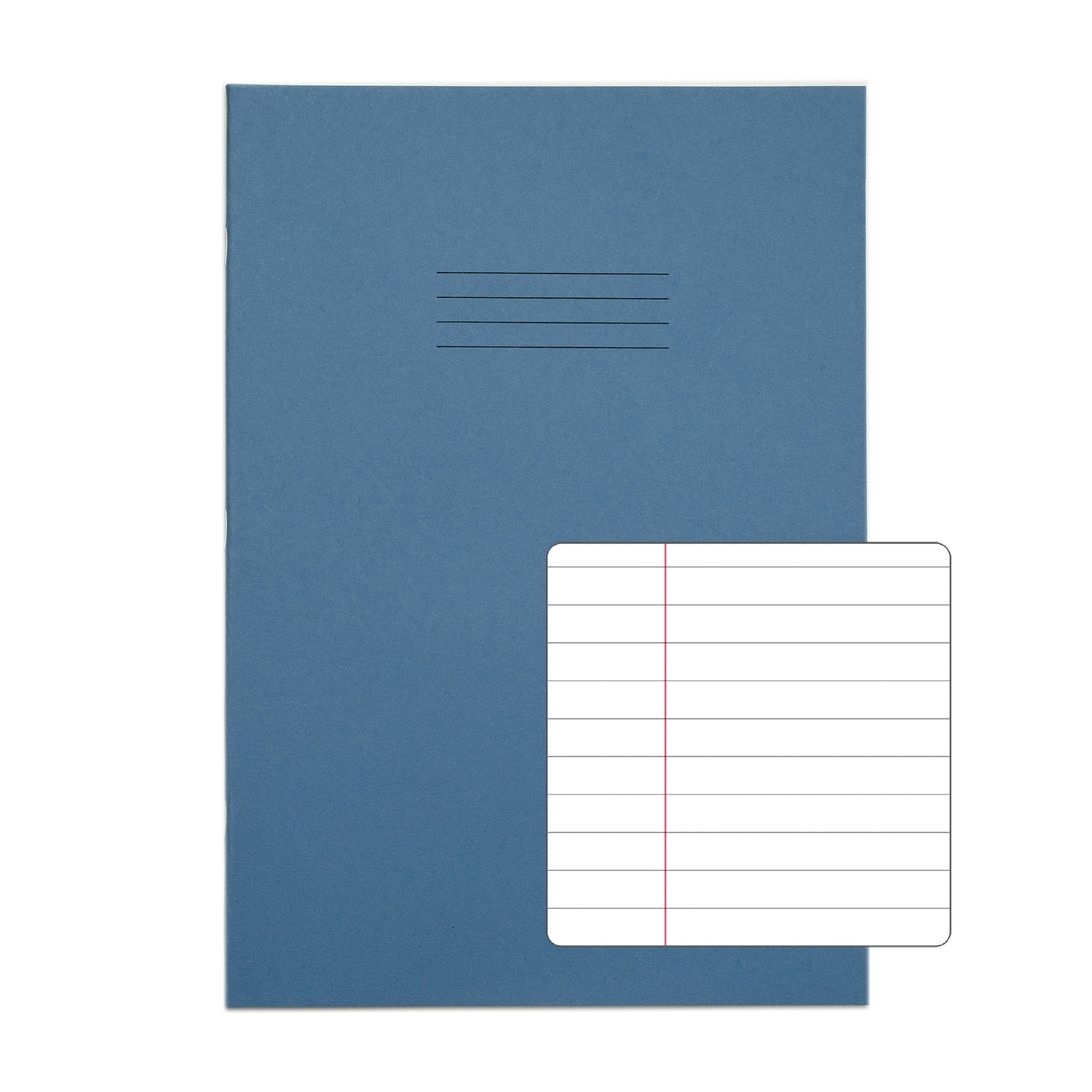 RHINO A4 Exercise Book - 8mm Lined + Margin | 48pg/10pk - Light Blue