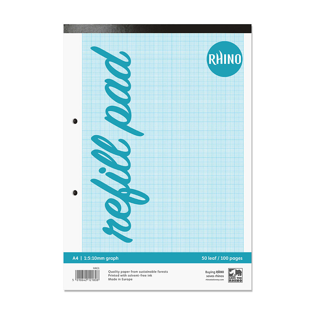A4 Graph Pad 100 Page 10mm Graph Ruling Plain on Reverse Product 1 HAG1 4 LR