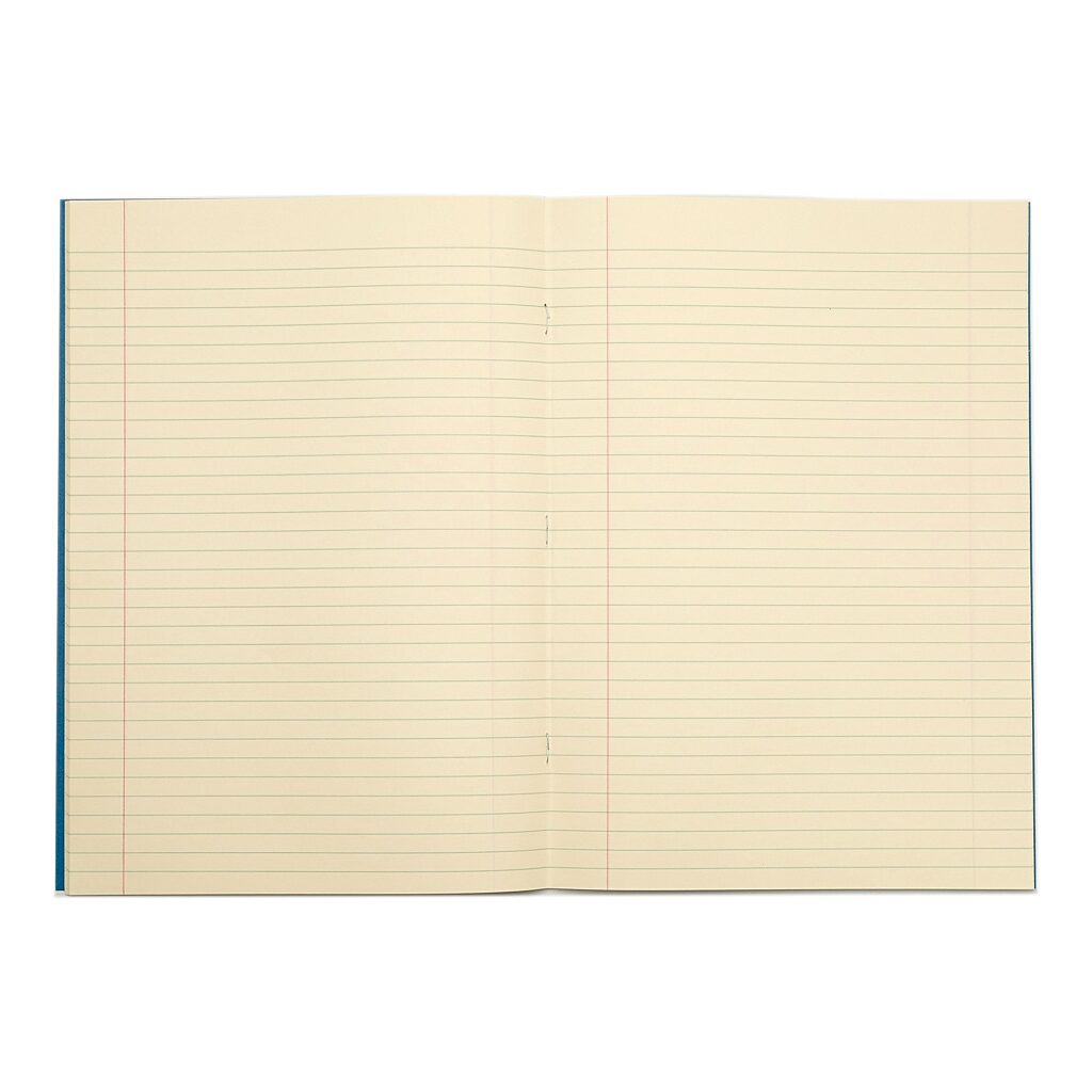 A4 exercise book 48p lt blue cream tinted paper 8mm lined margin product 3 ex68197cv 2 lr