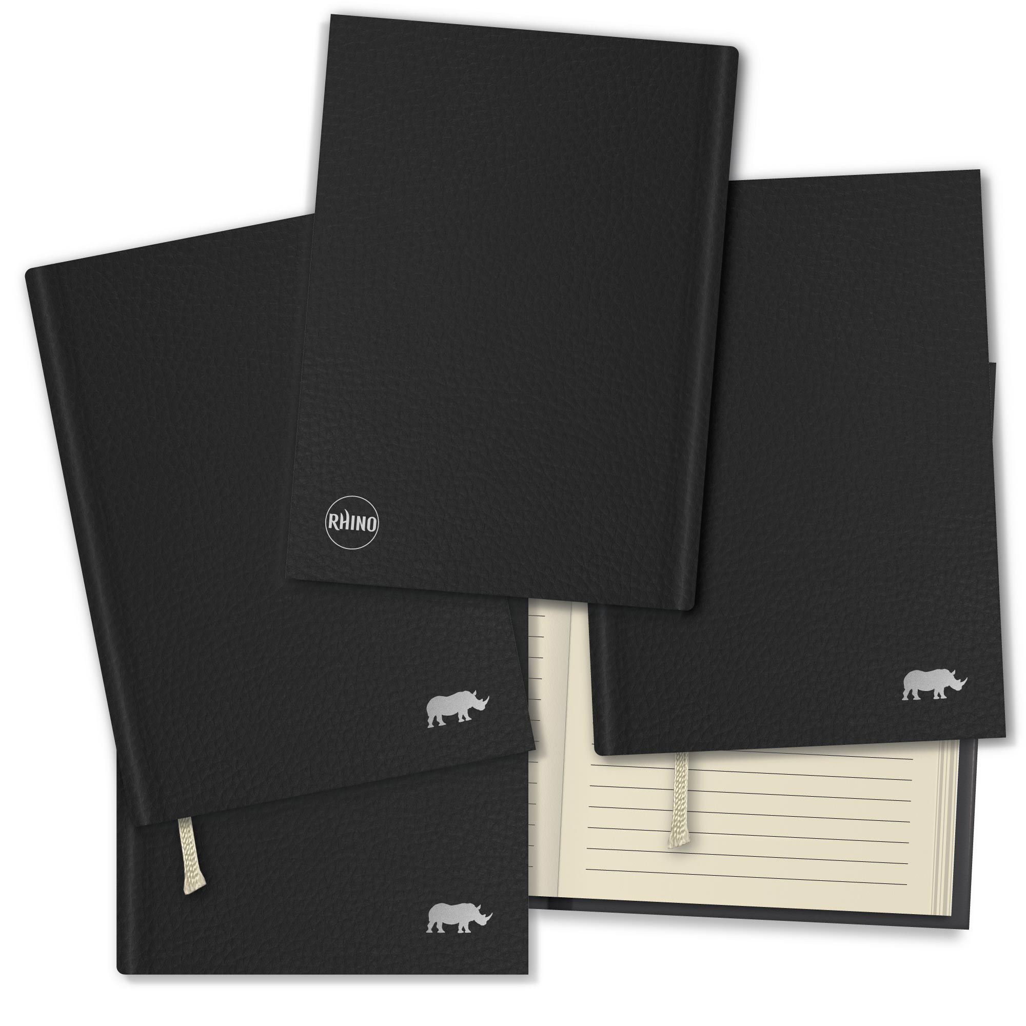 RHINO A5 Flexiback Notebook - 8mm Lined | 160pg/5pk - Charcoal