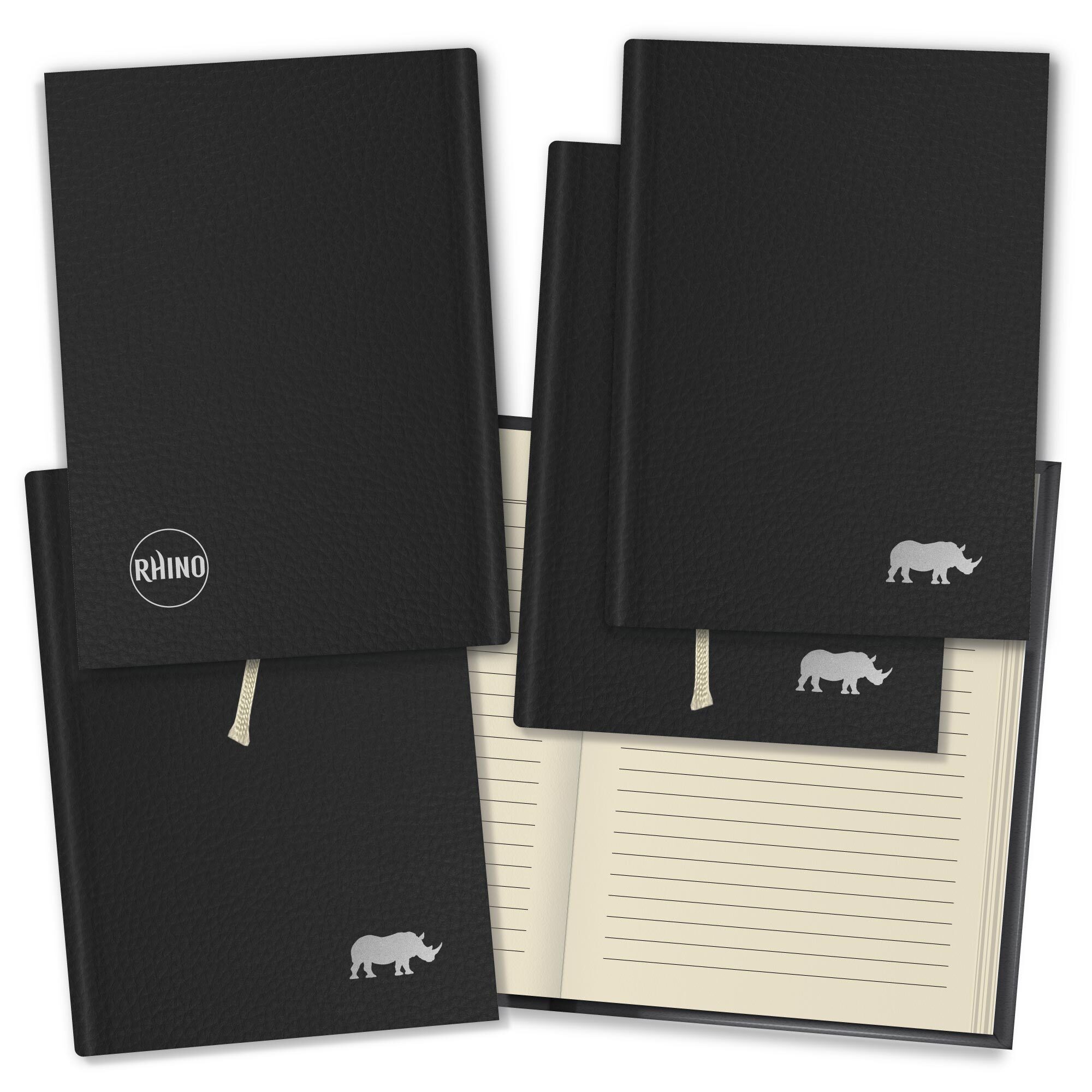 RHINO A6 Flexiback Notebook - 7mm Lined | 160pg/5pk - Charcoal