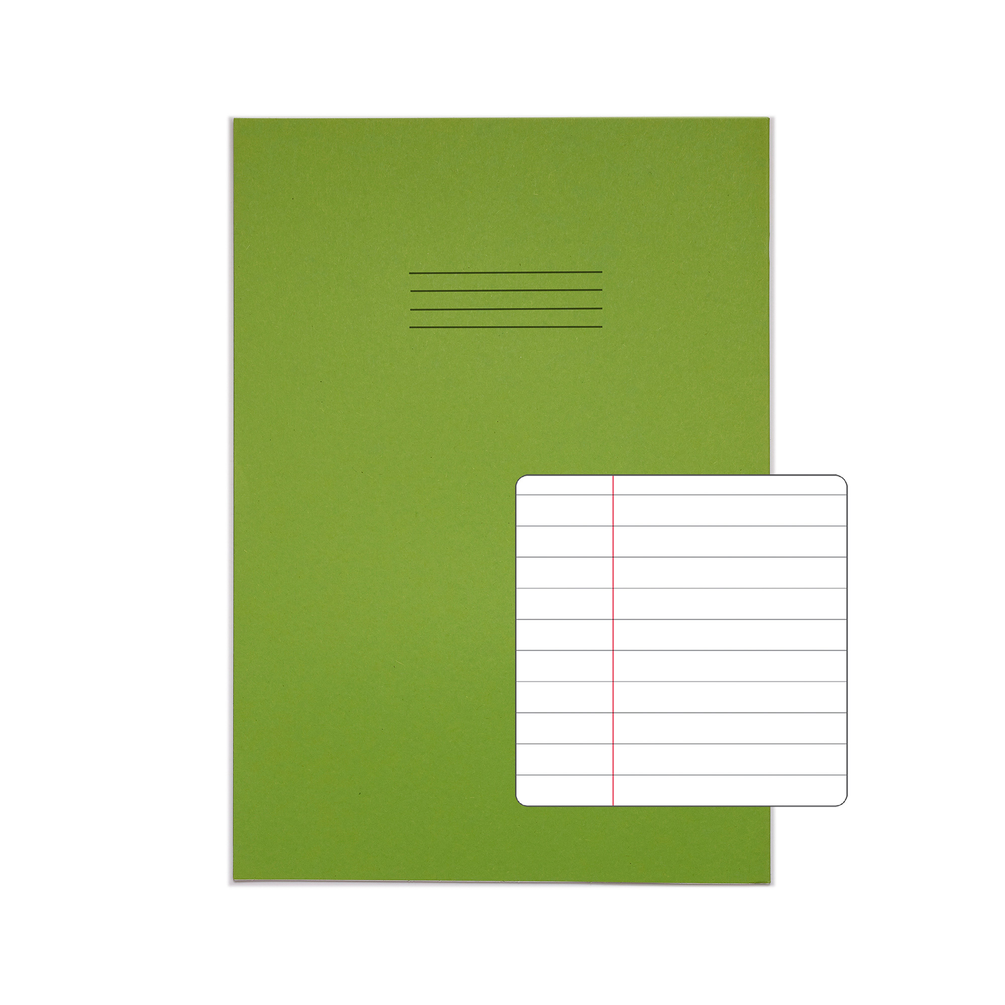 RHINO A4+ Oversized Exercise Book (13 x 9") - 8mm Lined + Margin | 48pg/10pk - Light Green