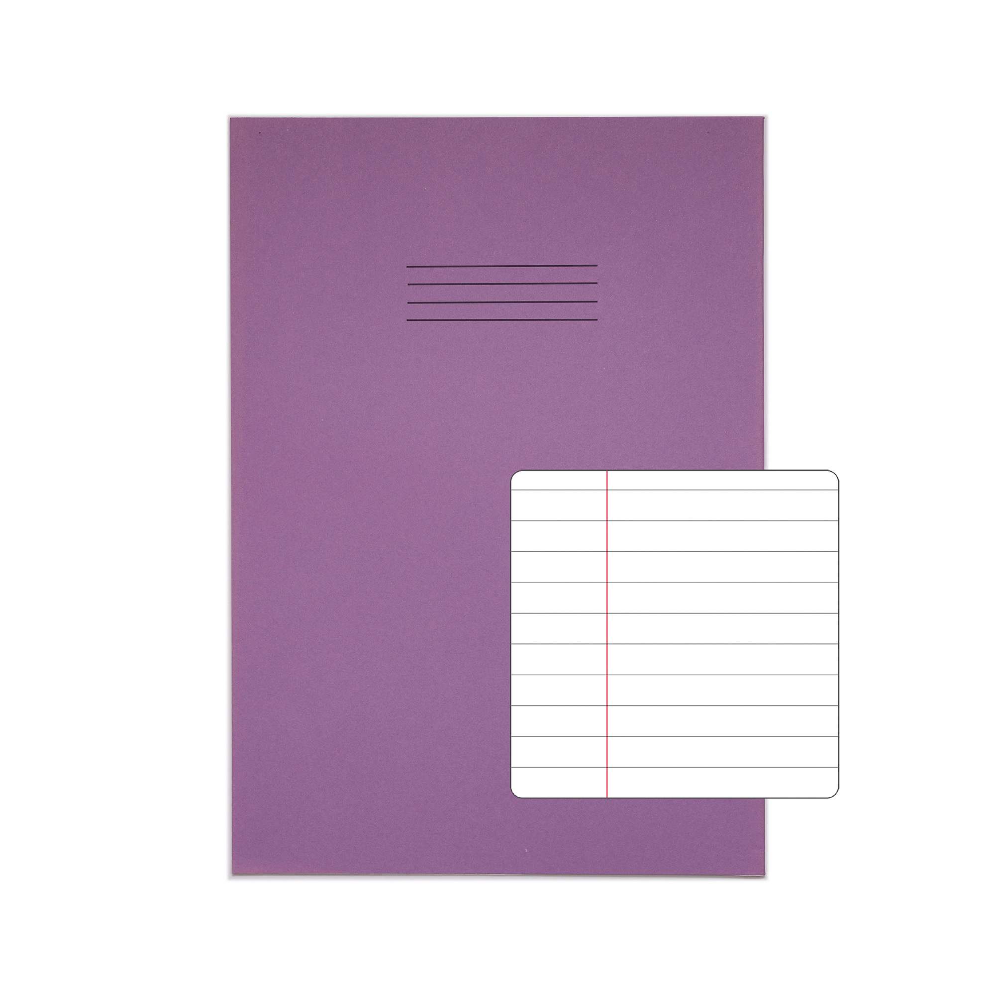 RHINO A4+ Oversized Exercise Book (13 x 9") - 8mm Lined + Margin | 48pg/50pk - Purple