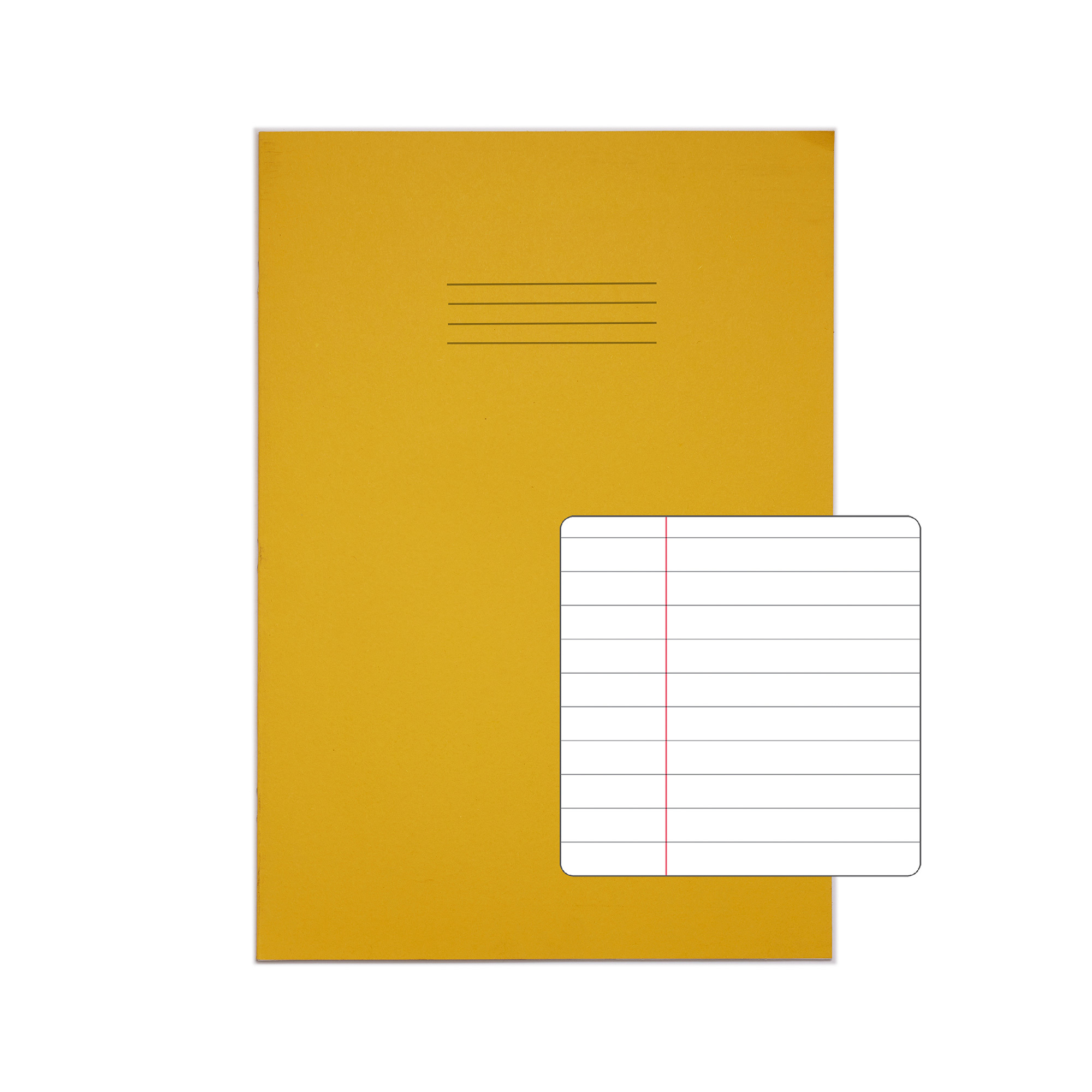 RHINO A4+ Oversized Exercise Book (13 x 9") - 8mm Lined + Margin | 48pg/10pk - Yellow