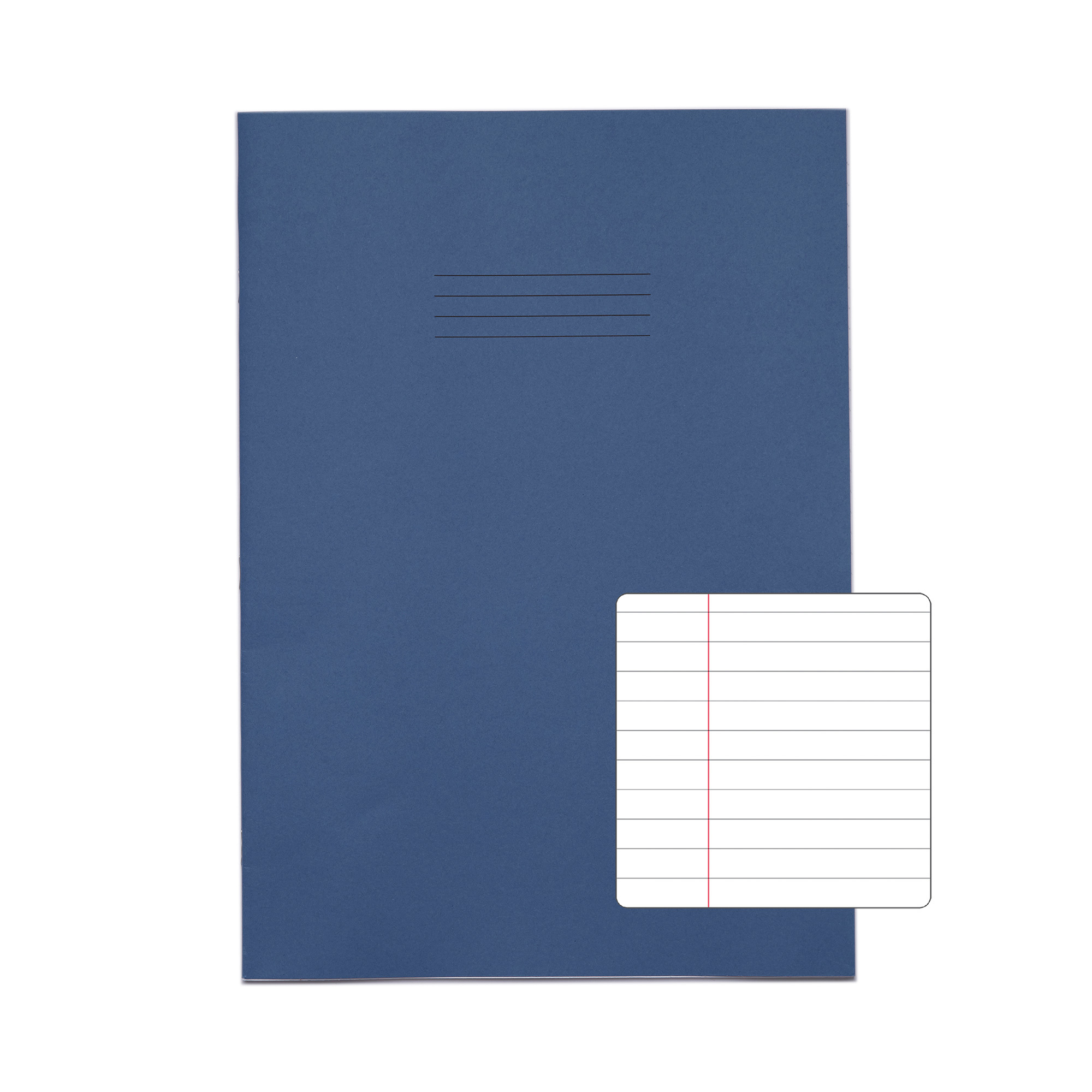 RHINO A4+ Oversized Exercise Book (13 x 9") - 8mm Lined + Margin | 80pg/10pk - Dark Blue
