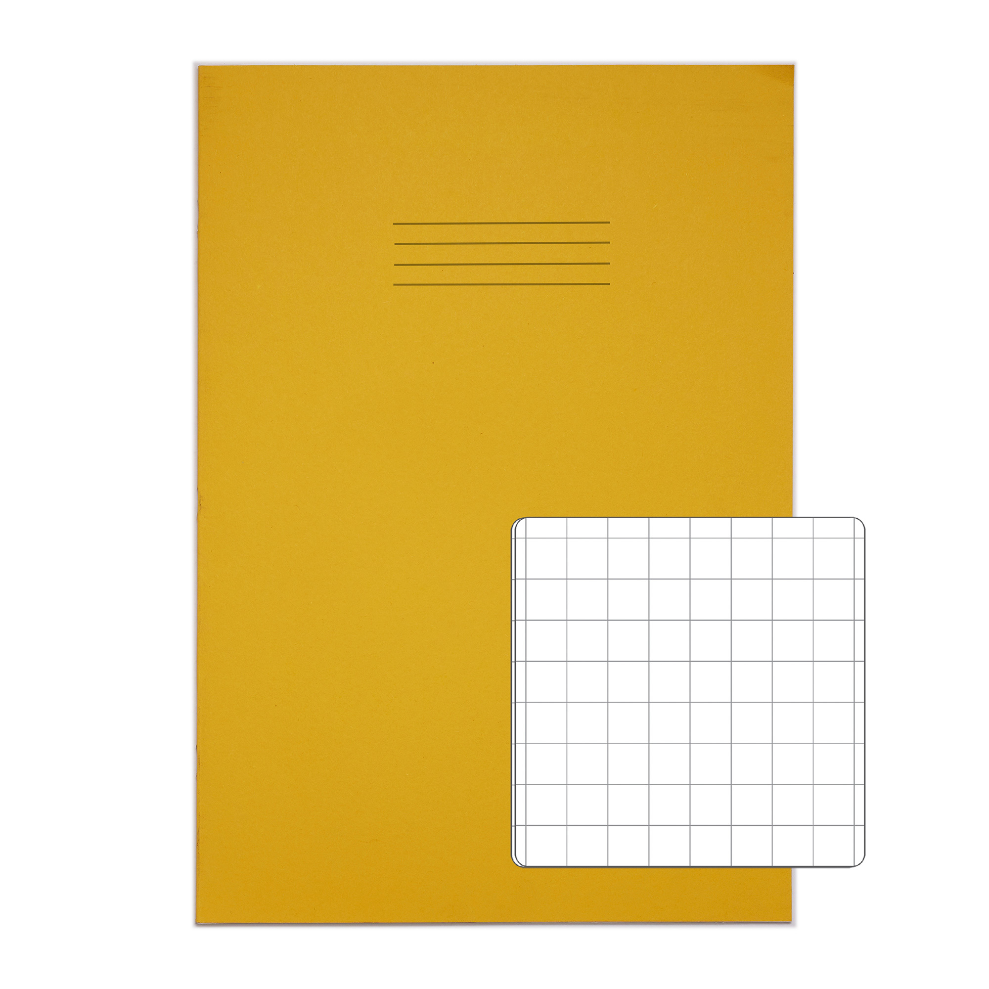 RHINO A4+ Oversized Exercise Book (13 x 9") - 10mm Squared | 80pg/50pk - Yellow