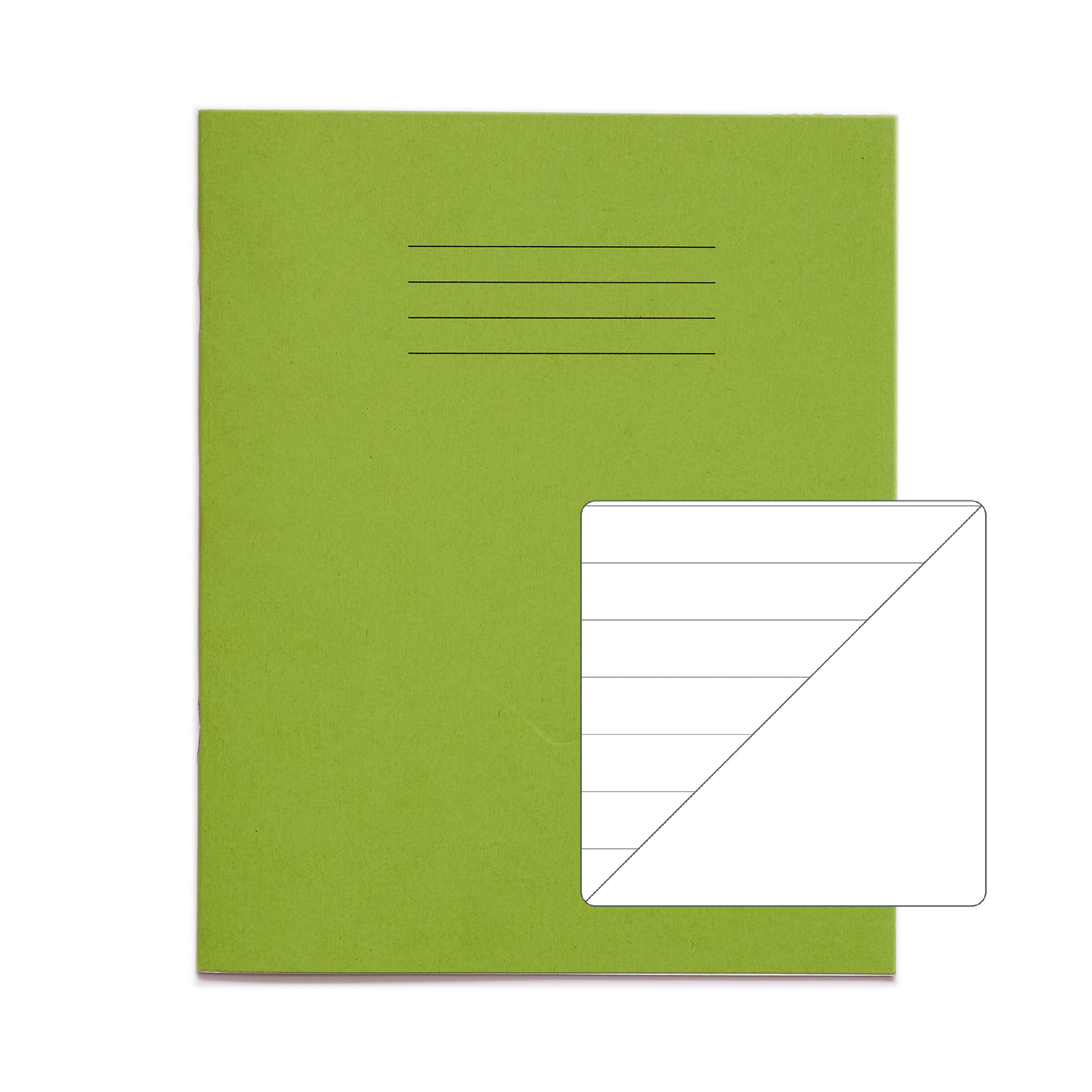 RHINO 8 x 6.5" Exercise Book - 12mm Lined, Blank Alternate | 32pg/10pk - Light Green