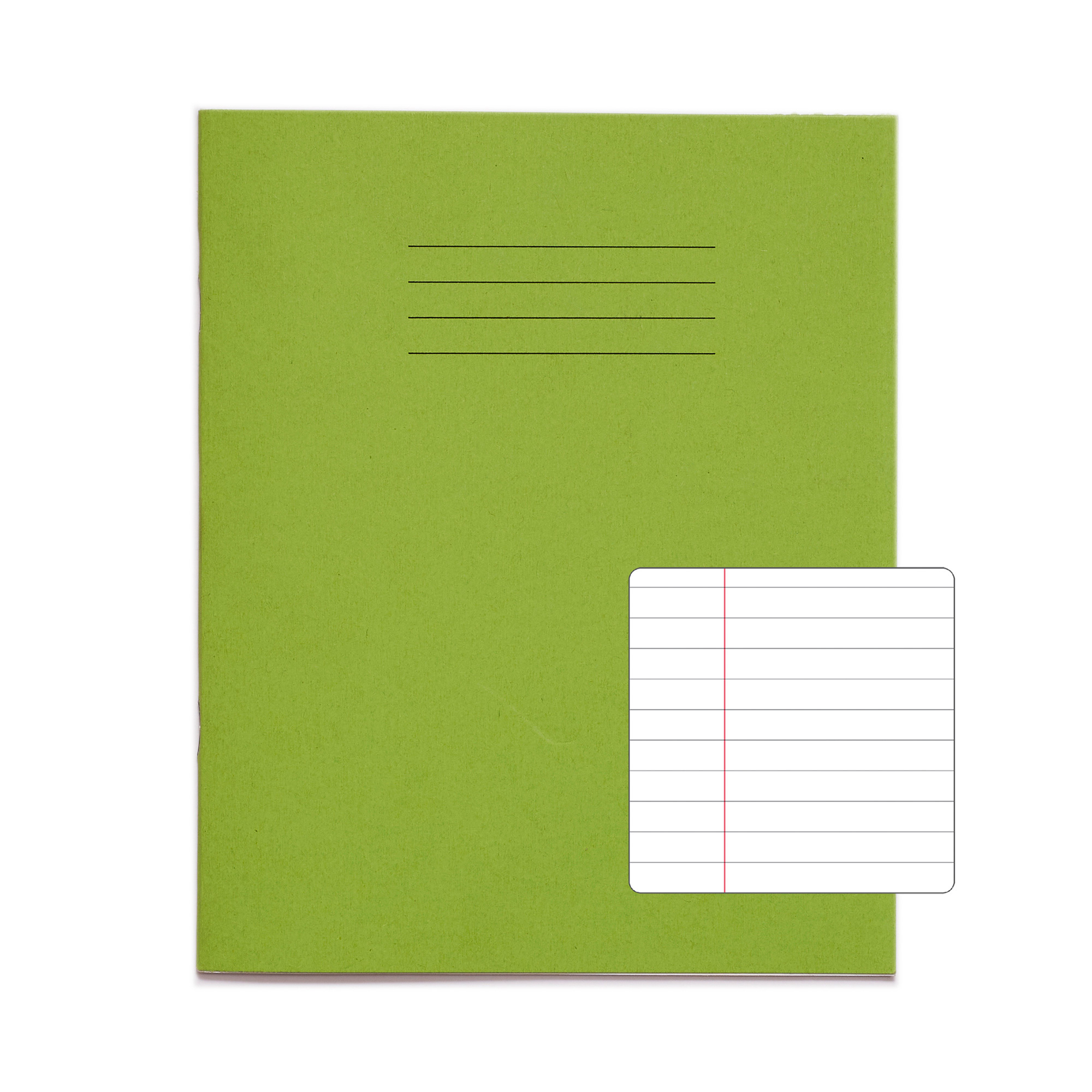 RHINO 8 x 6.5" Exercise Book - 8mm Lined + Margin | 48pg/100pk - Light Green