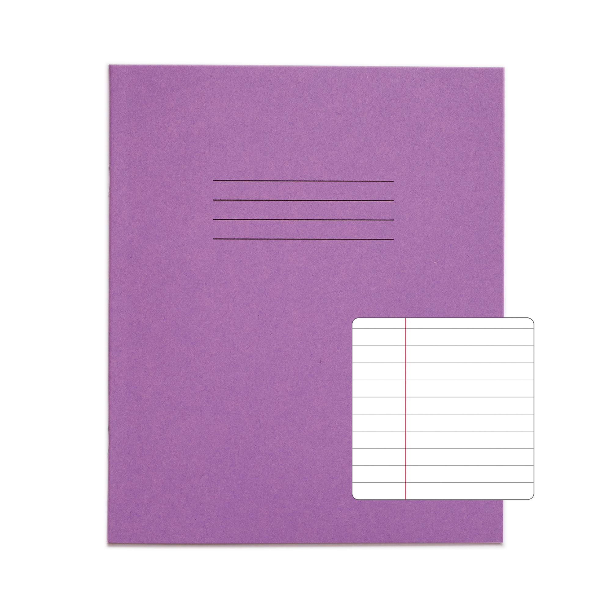 RHINO 8 x 6.5" Exercise Book - 8mm Lined + Margin | 48pg/10pk - Purple