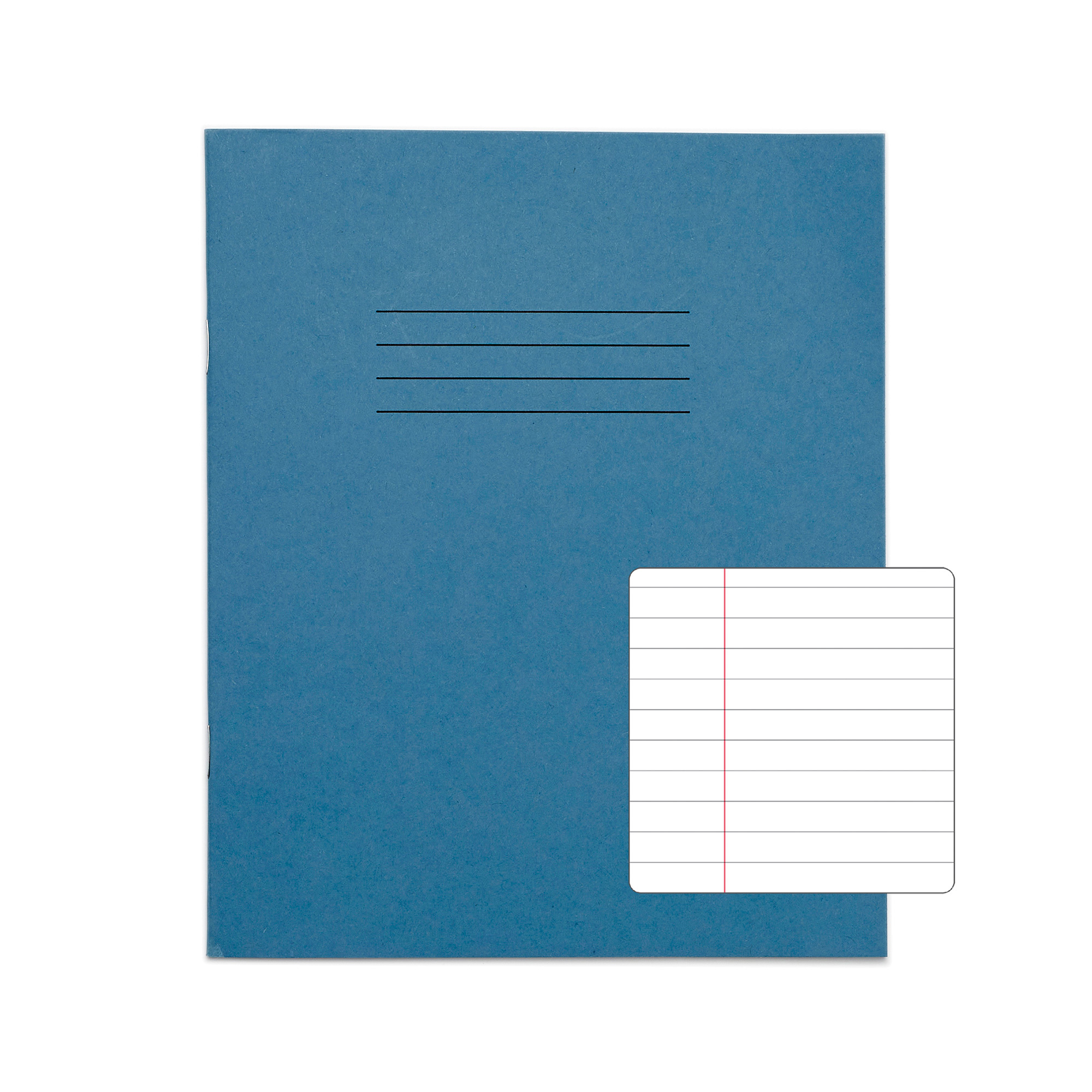 RHINO 8 x 6.5" Exercise Book - 8mm Lined + Margin| 80pg/10pk - Light Blue