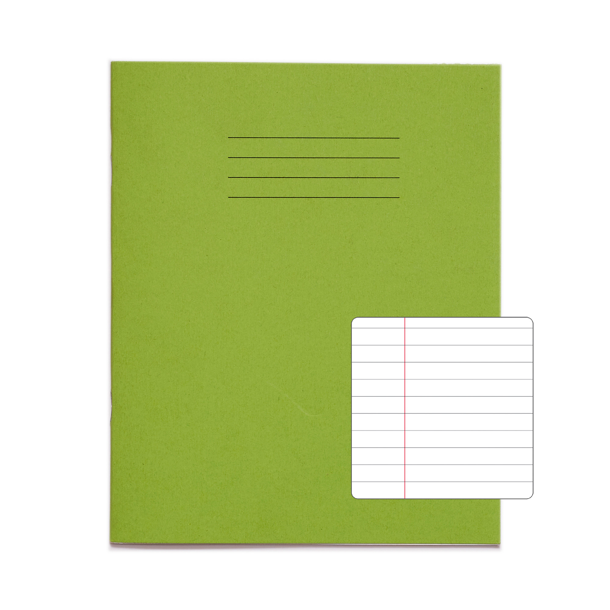 RHINO 8 x 6.5" Exercise Book - 8mm Lined + Margin| 80pg/10pk - Light Green