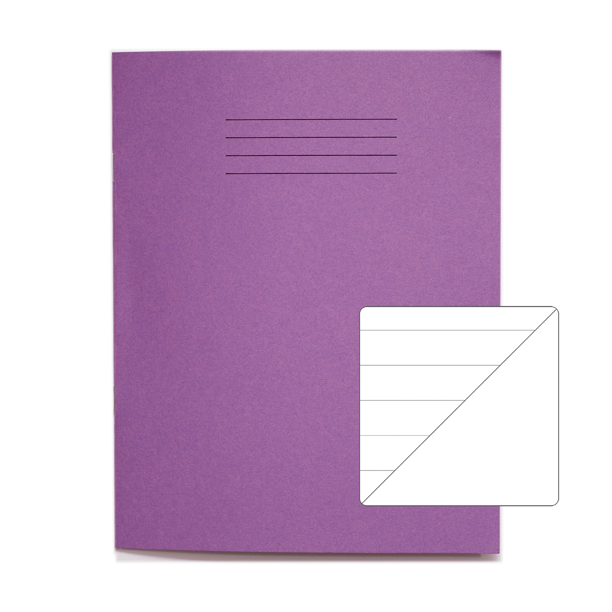 RHINO A5+ Exercise Book (9 x 7") - 15mm Lined, Blank Alternate | 32pg/10pk - Purple