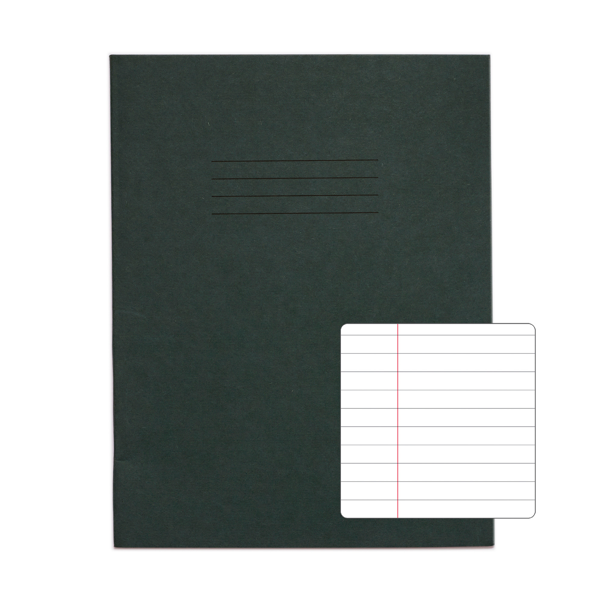 RHINO A5+ Exercise Book (9 x 7") - 8mm Lined + Margin | 48pg/100pk - Dark Green