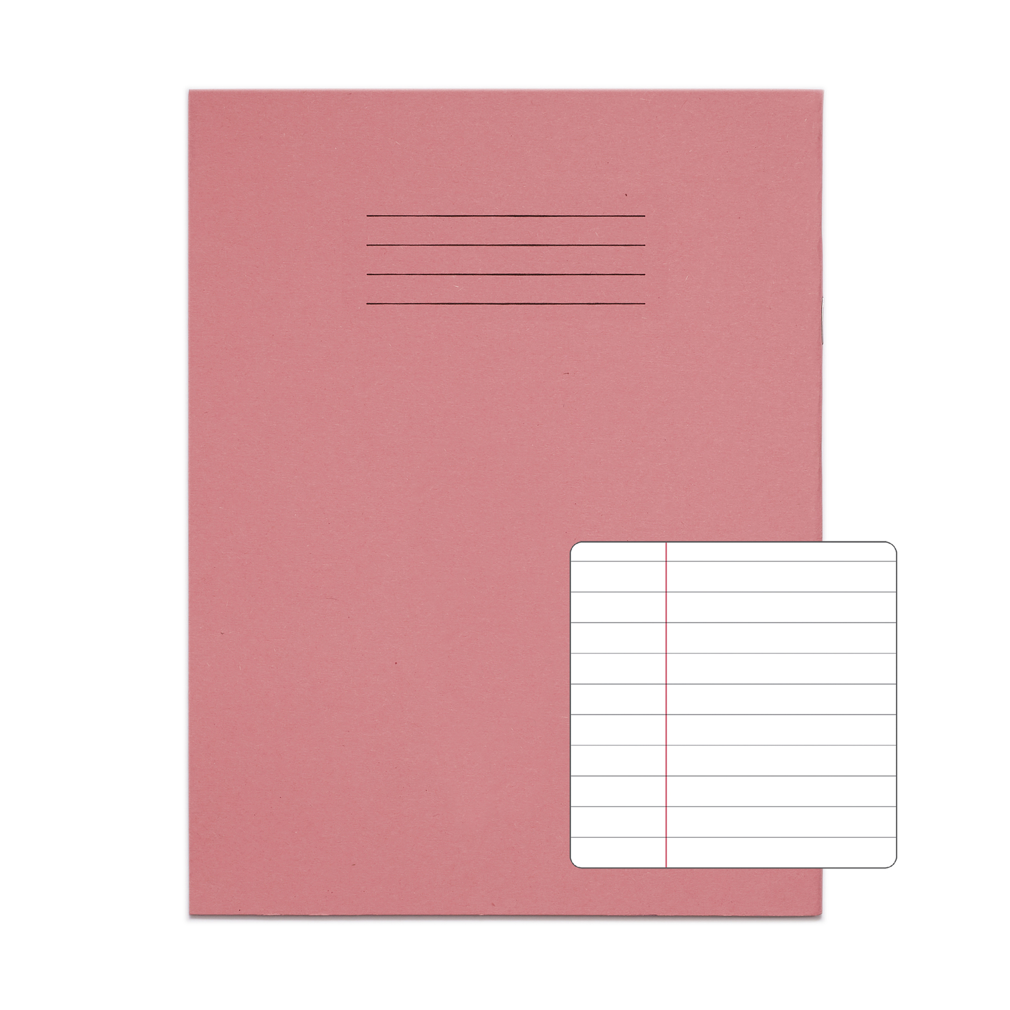 RHINO A5+ Exercise Book (9 x 7") - 8mm Lined + Margin | 48pg/100pk - Pink