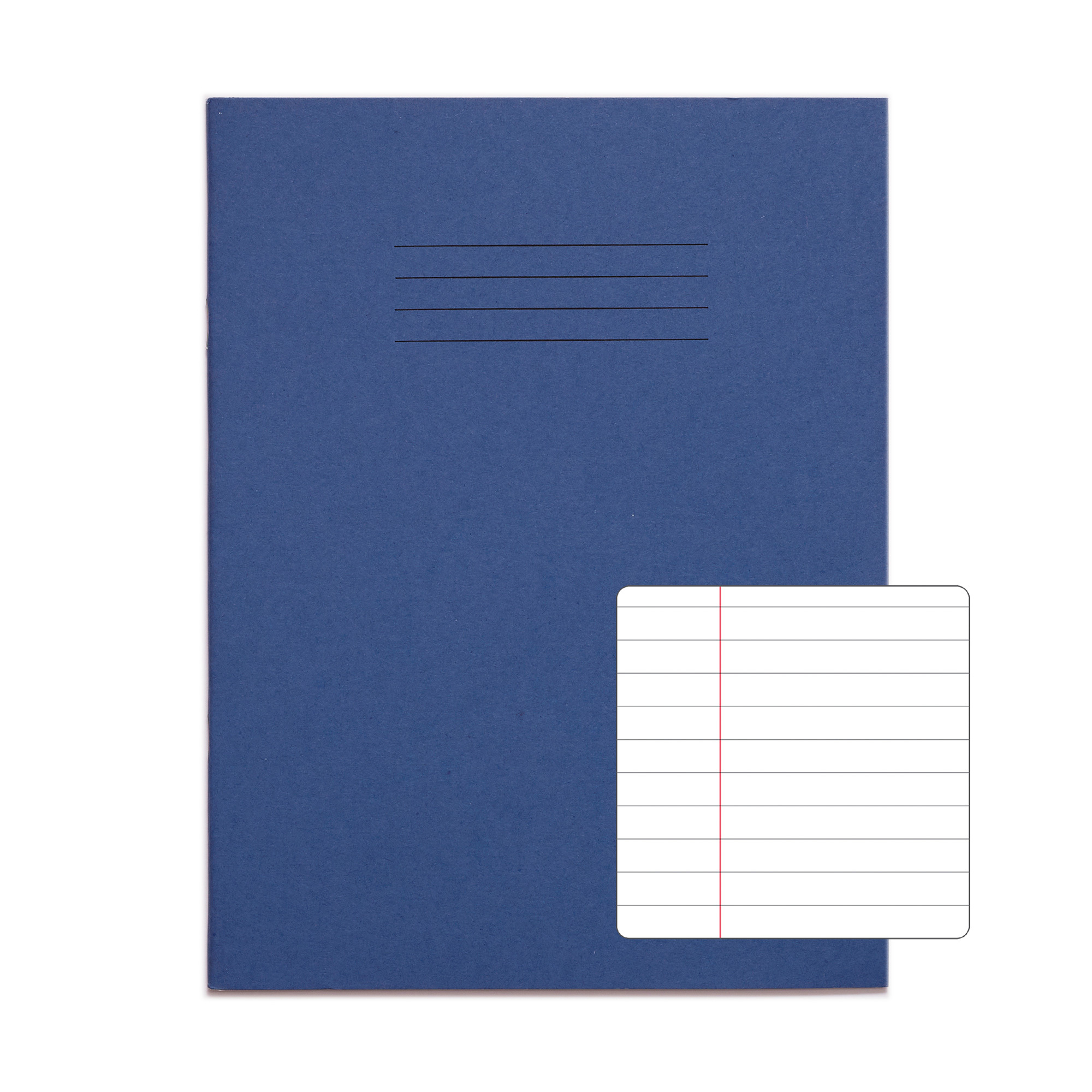 RHINO A5+ Exercise Book (9 x 7") - 8mm Lined + Margin | 80pg/100pk - Dark Blue
