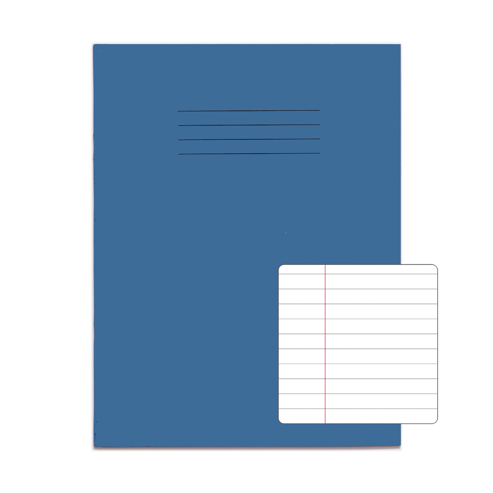 RHINO A5+ Exercise Book (9 x 7") - 8mm Lined + Margin | 80pg/10pk - Light Blue