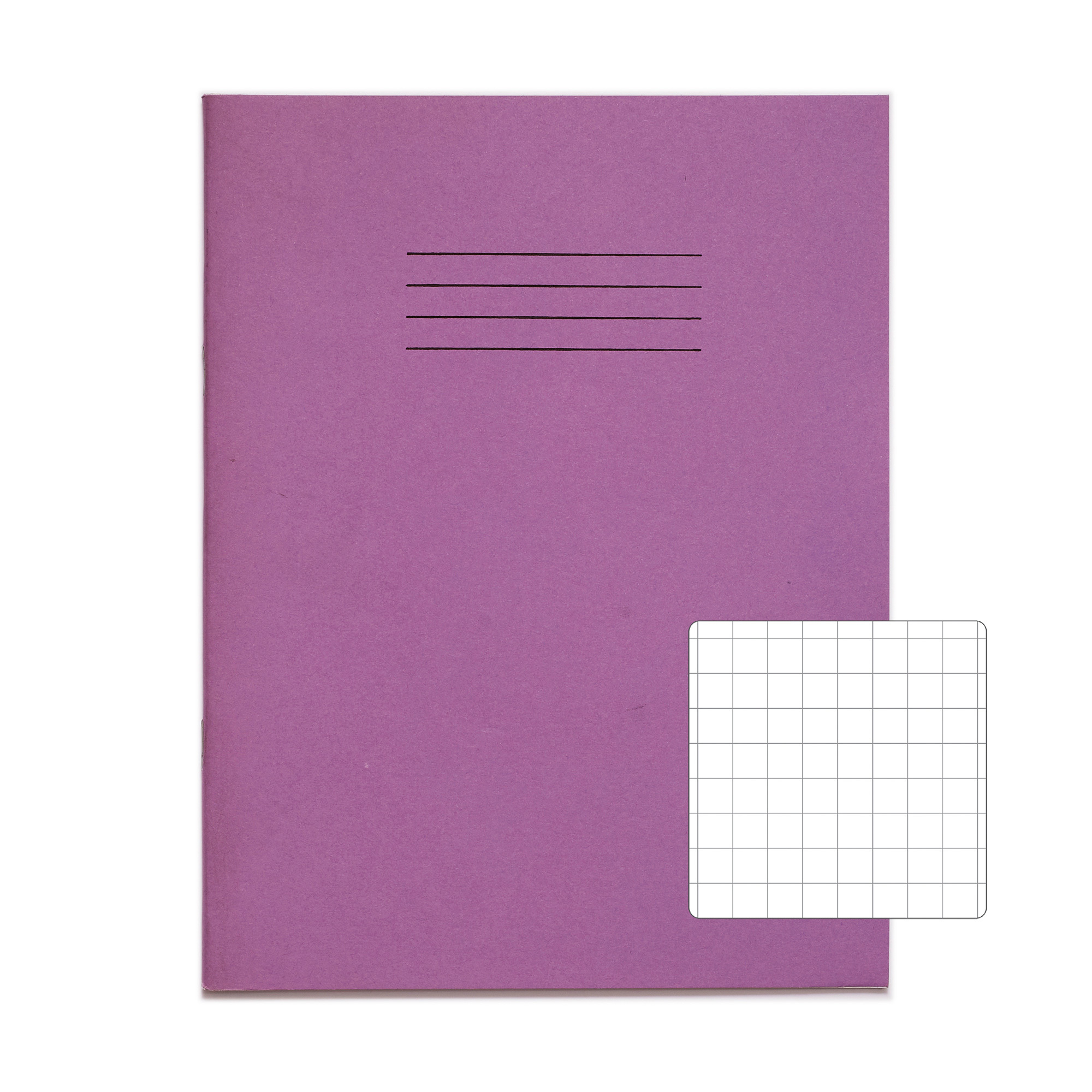 RHINO A5+ Exercise Book (9 x 7") - 10mm Squared | 80pg/10pk - Purple