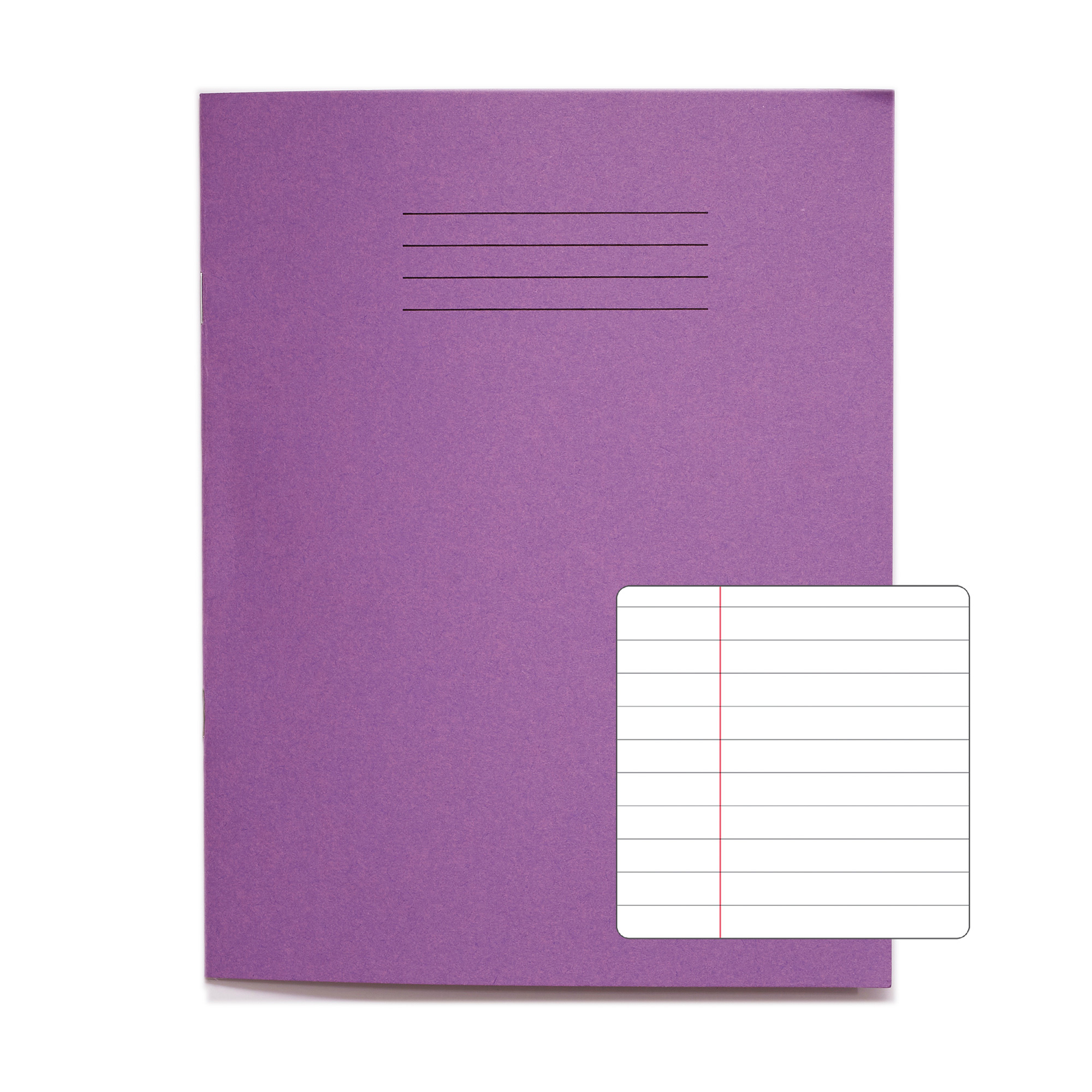 RHINO A5+ Exercise Book (9 x 7") - 8mm Lined + Margin | 80pg/10pk - Purple