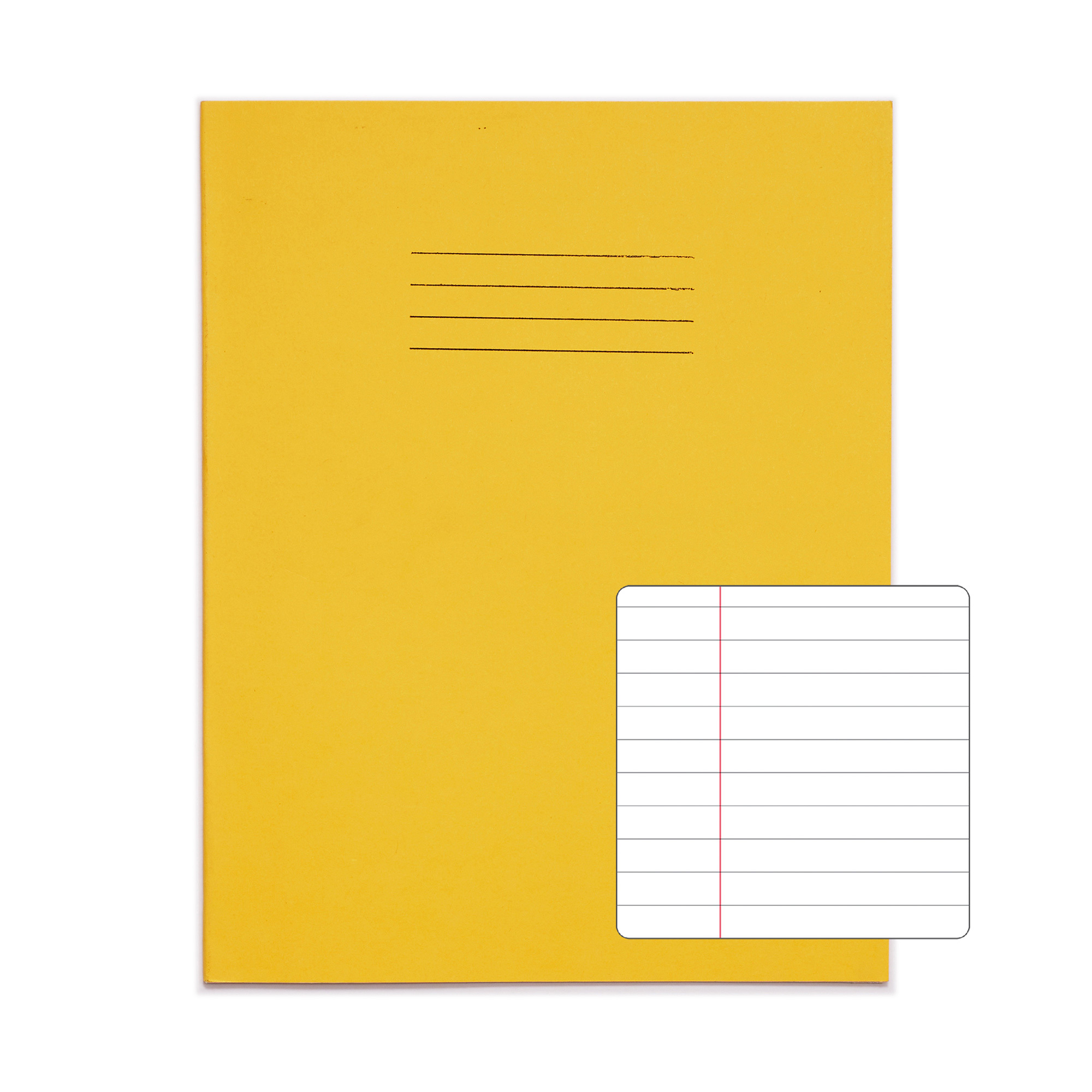 RHINO A5+ Exercise Book (9 x 7") - 8mm Lined + Margin | 80pg/100pk - Yellow