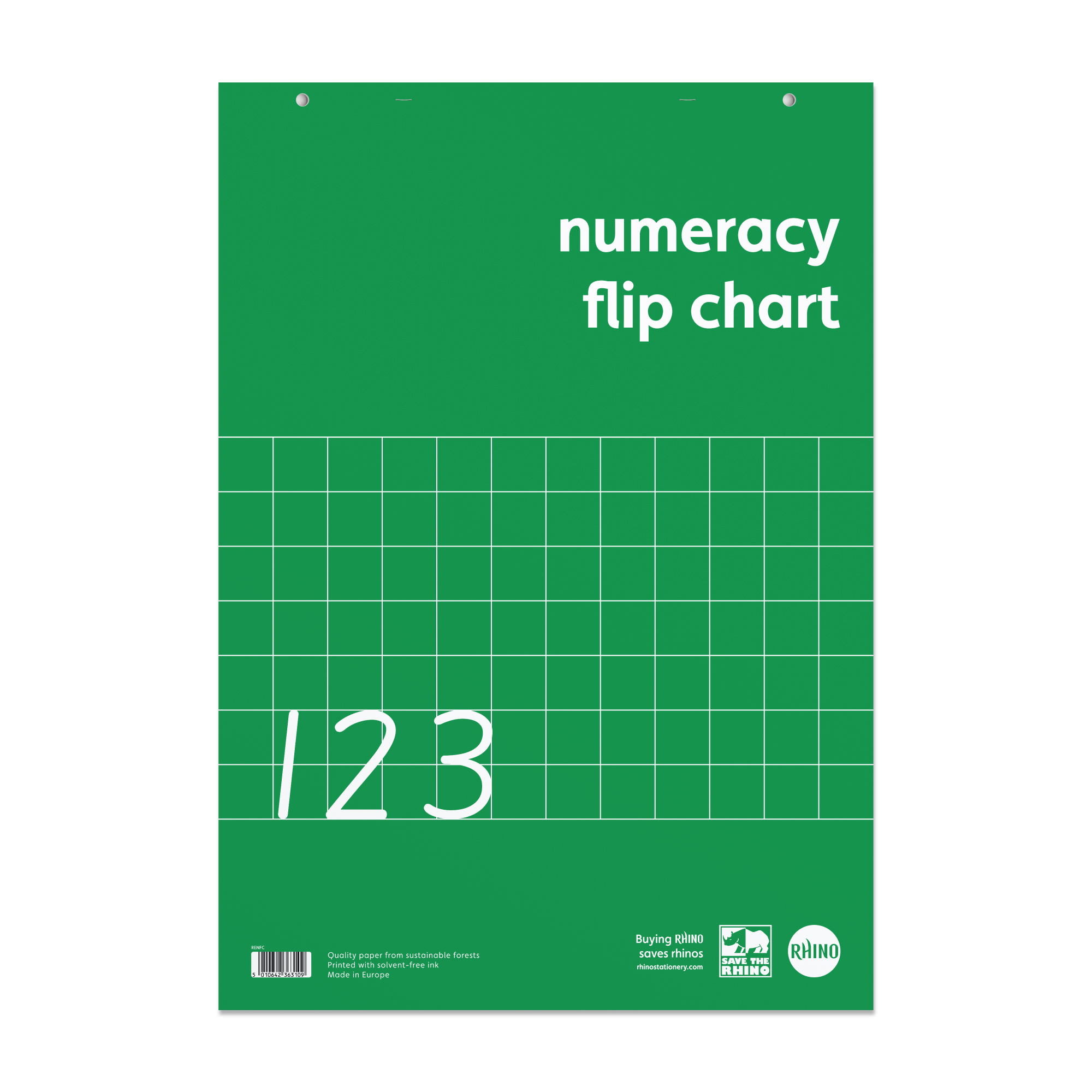 RHINO A1 Numeracy Flip Chart Pad - 50mm Squared, Blank Alternate | 30-leaf/5pk