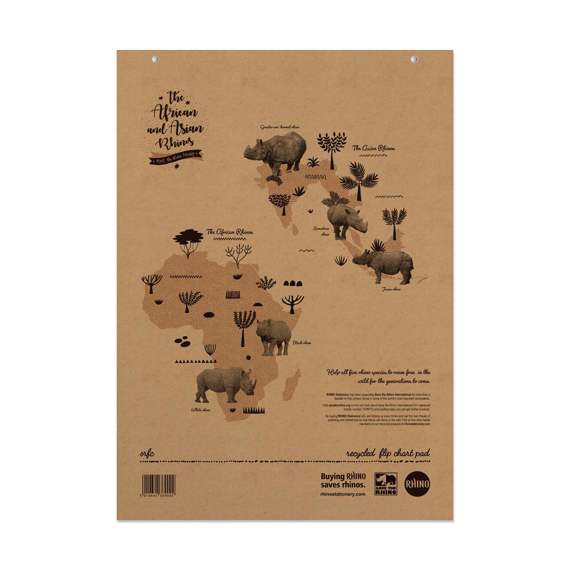 RHINO A1 Recycled Flip Chart Pad - 20mm Squared/Blank Alternate | 40-Leaf/5pk